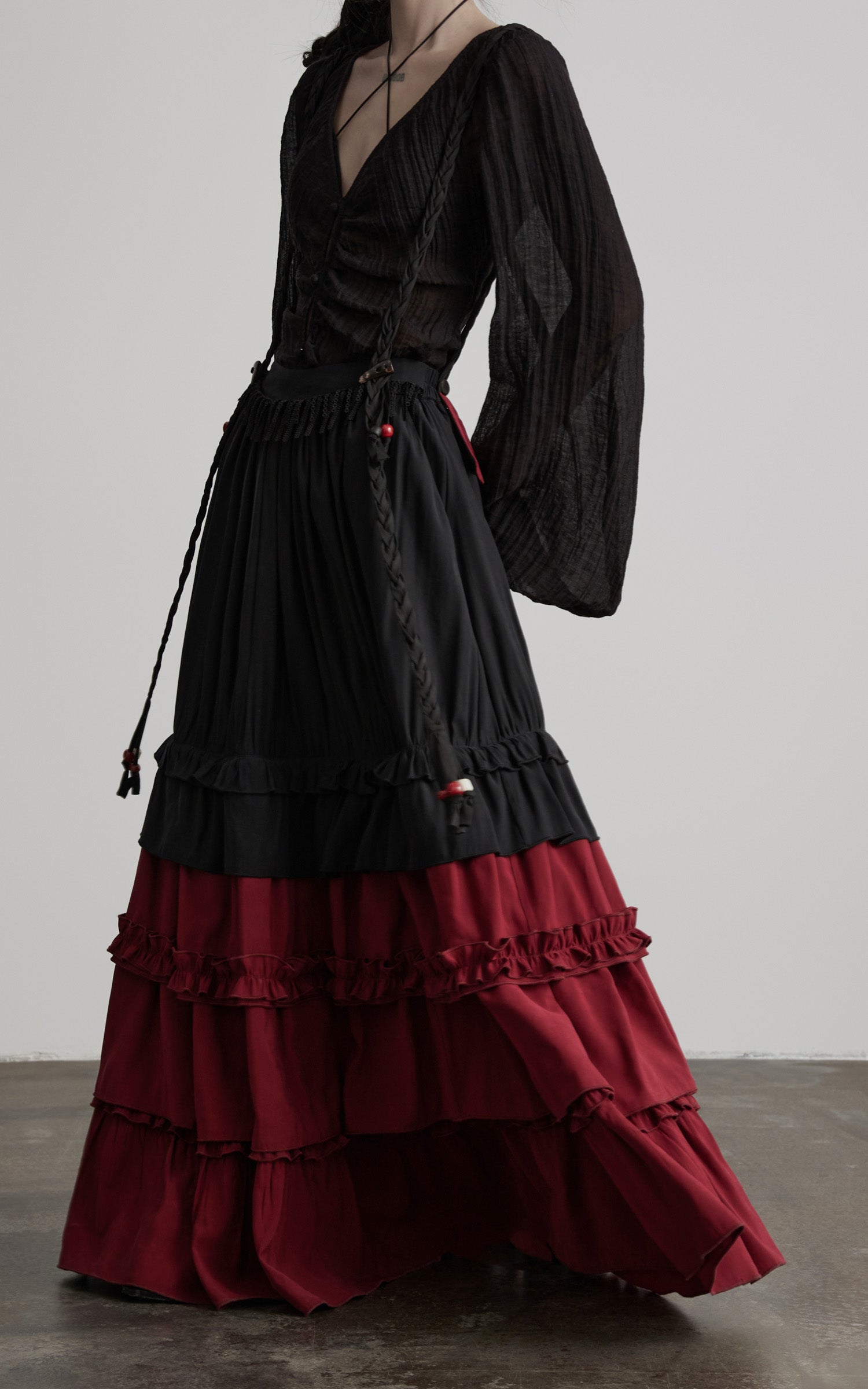 <tc>DOINDULGE</tc> Lagenrock mit Rüschen und Maxi-Länge