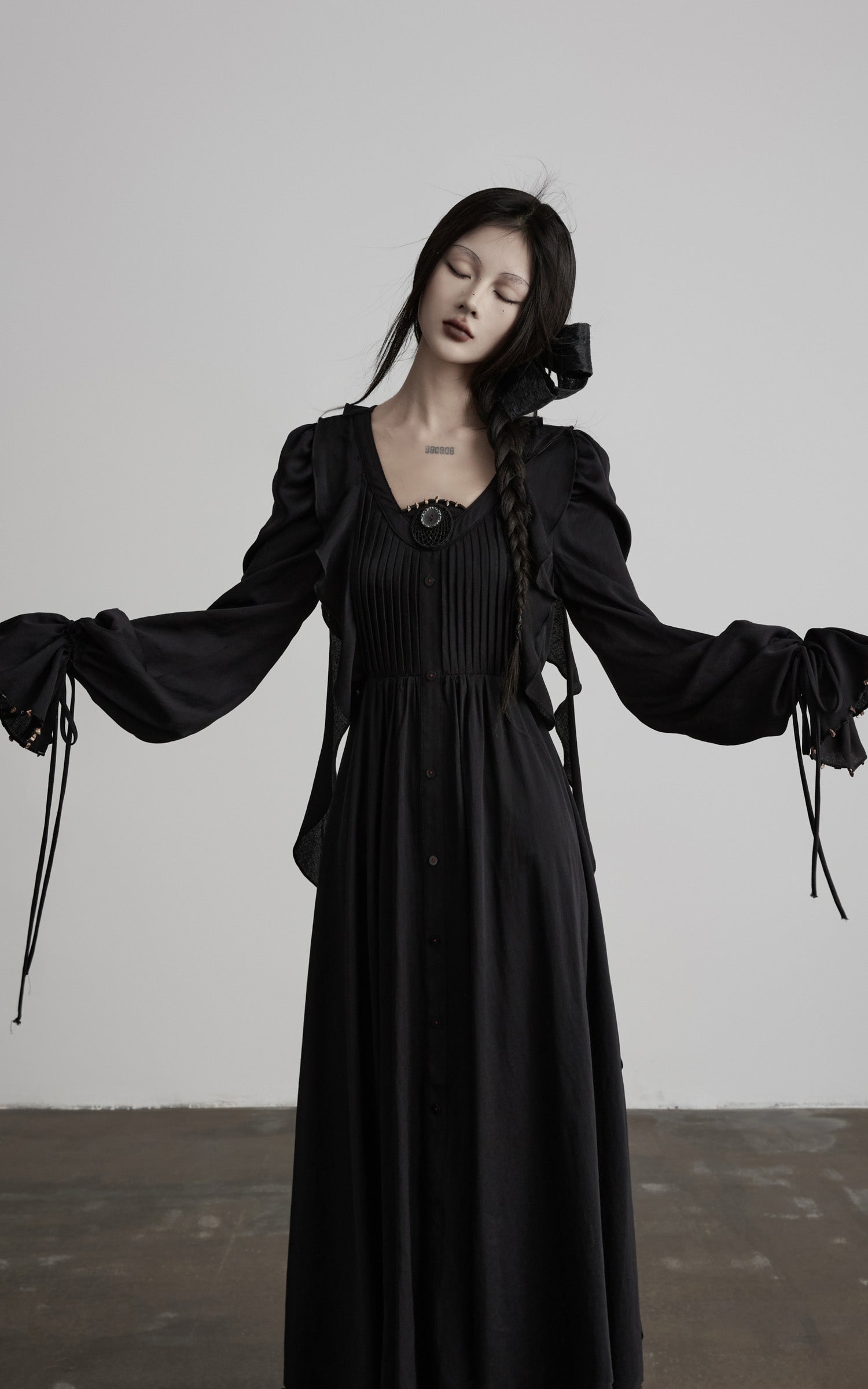 DOINDULGE Smocked Panel Ritual Long Dress