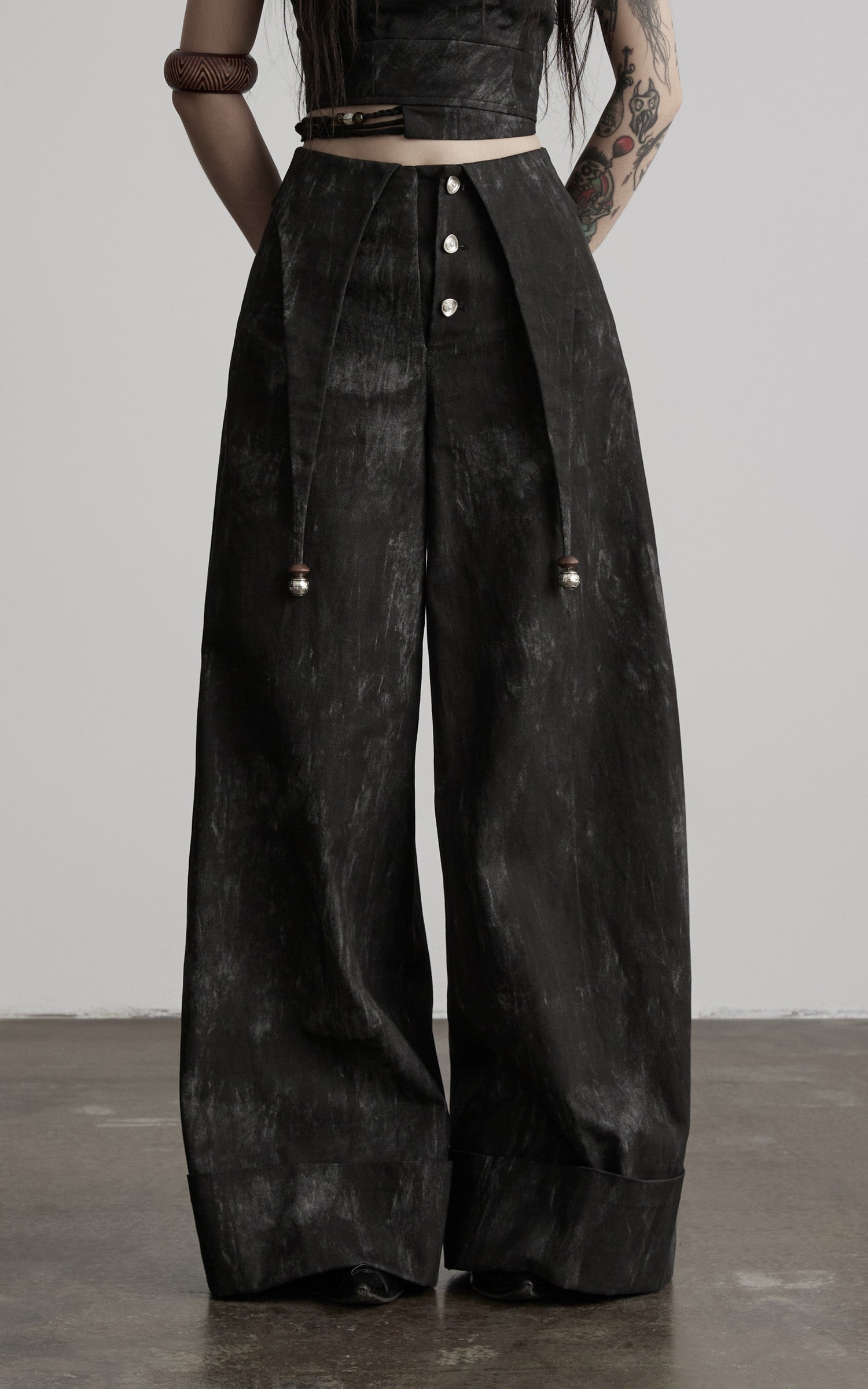 DOINDULGE Distressed Wide Leg Pants