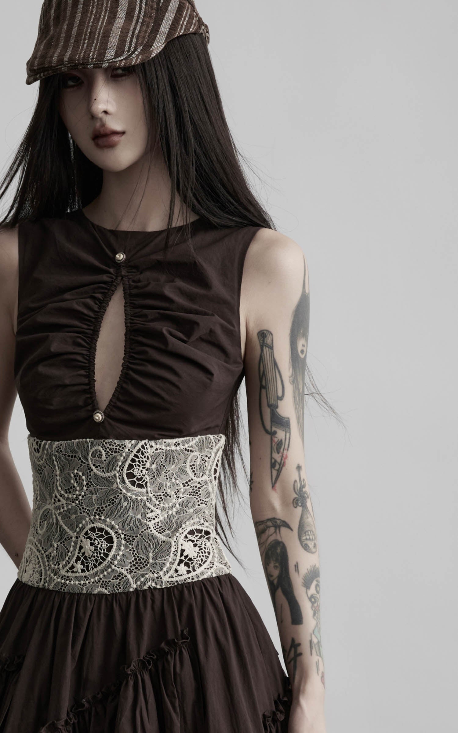 DOINDULGE Lace Waist Maxi Dress