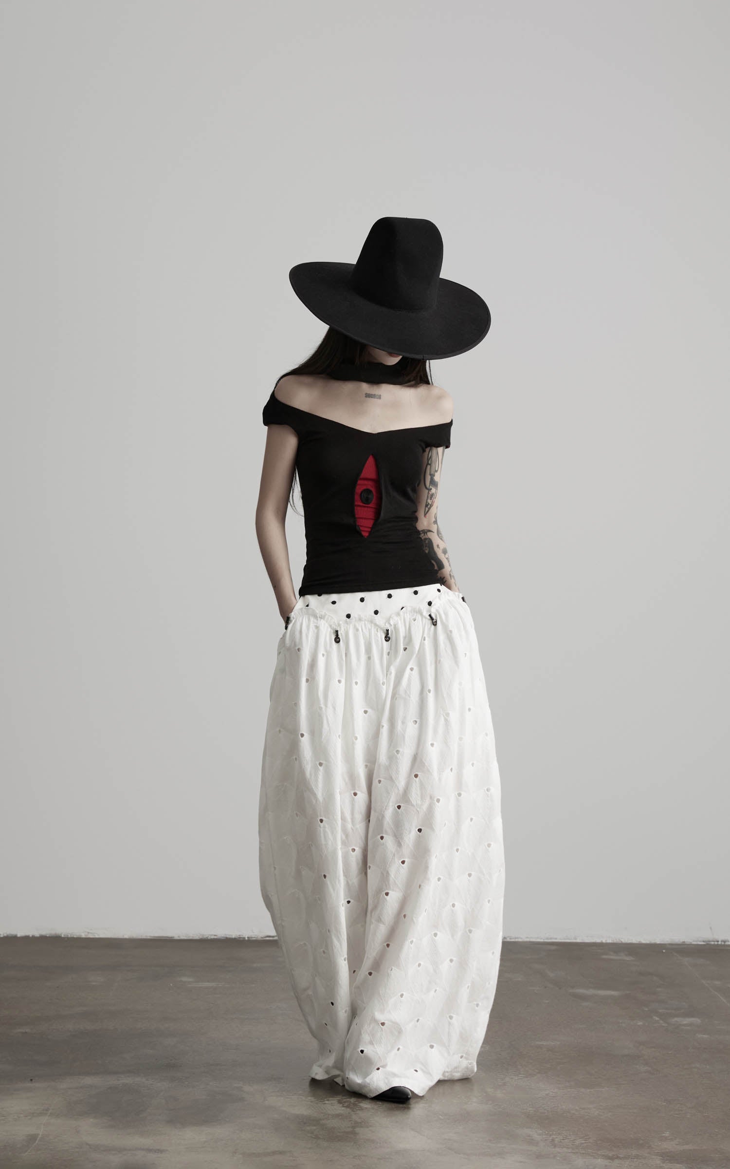 DOINDULGE Polka Dot Wide-Leg Pants