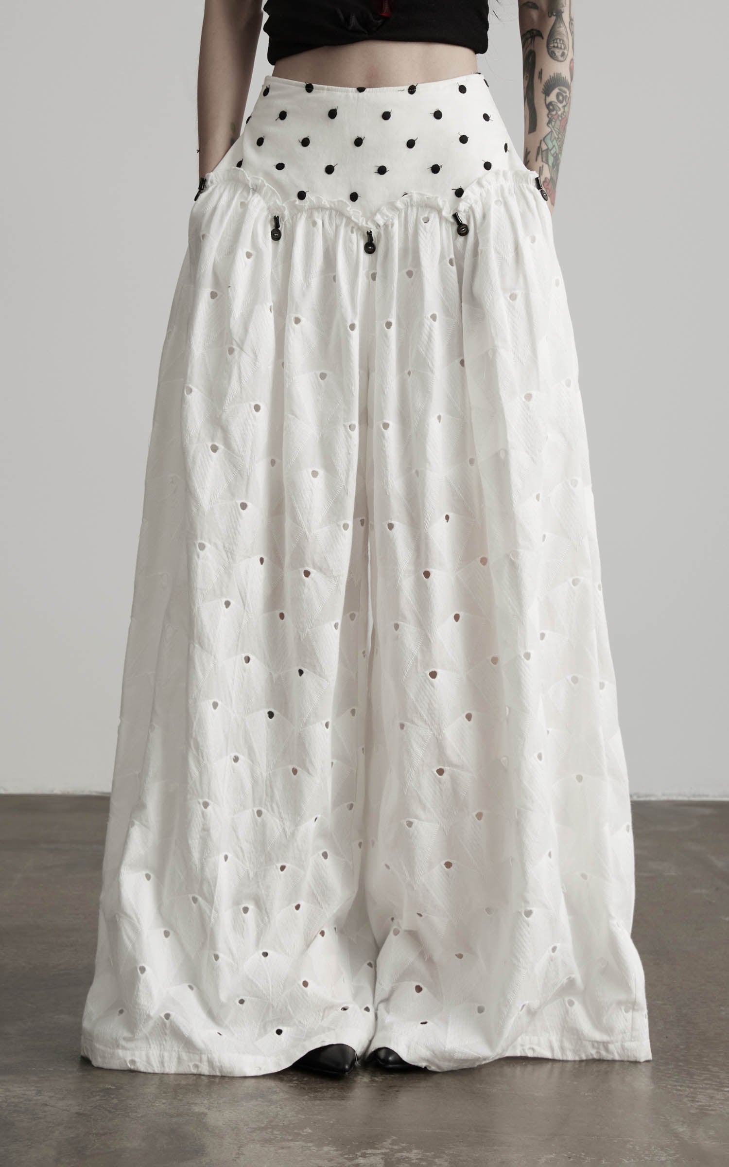 DOINDULGE Polka Dot Wide-Leg Pants
