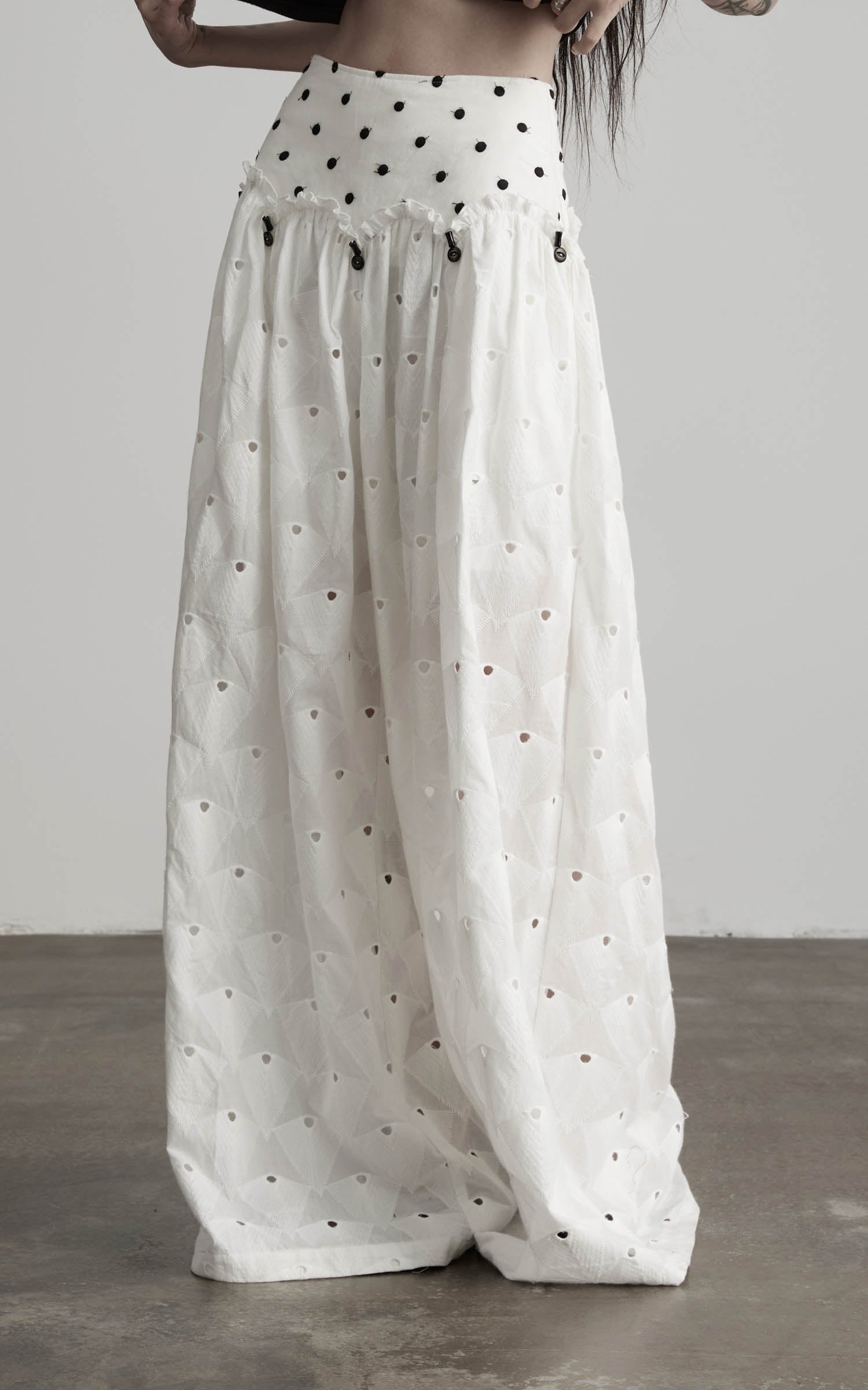 DOINDULGE Polka Dot Wide-Leg Pants