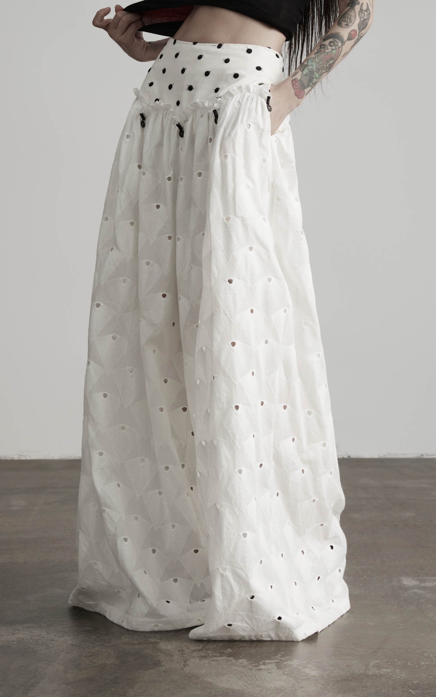 DOINDULGE Polka Dot Wide-Leg Pants