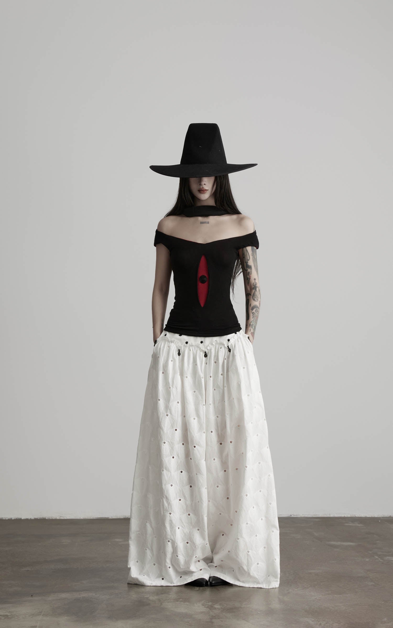 DOINDULGE Polka Dot Wide-Leg Pants