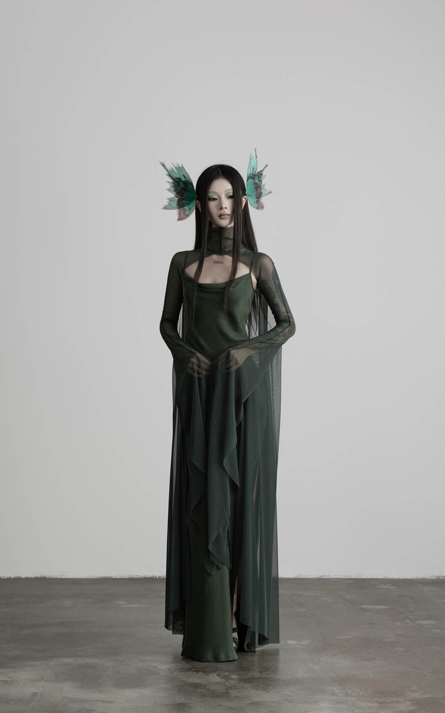 <tc>DOINDULGE</tc> Ensemble Robe Longue Slip et Cape en Tulle