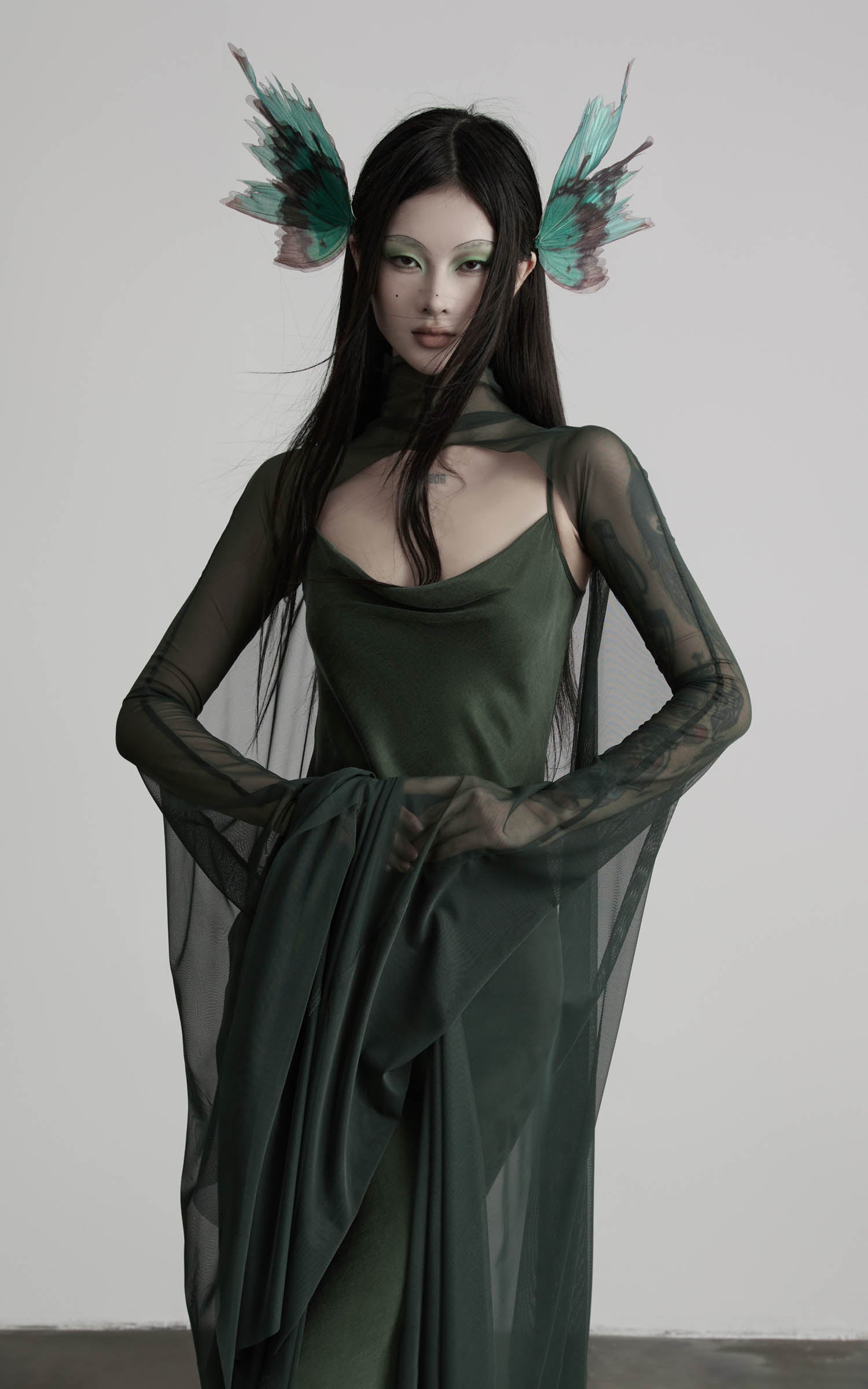 <tc>DOINDULGE</tc> Ensemble Robe Longue Slip et Cape en Tulle