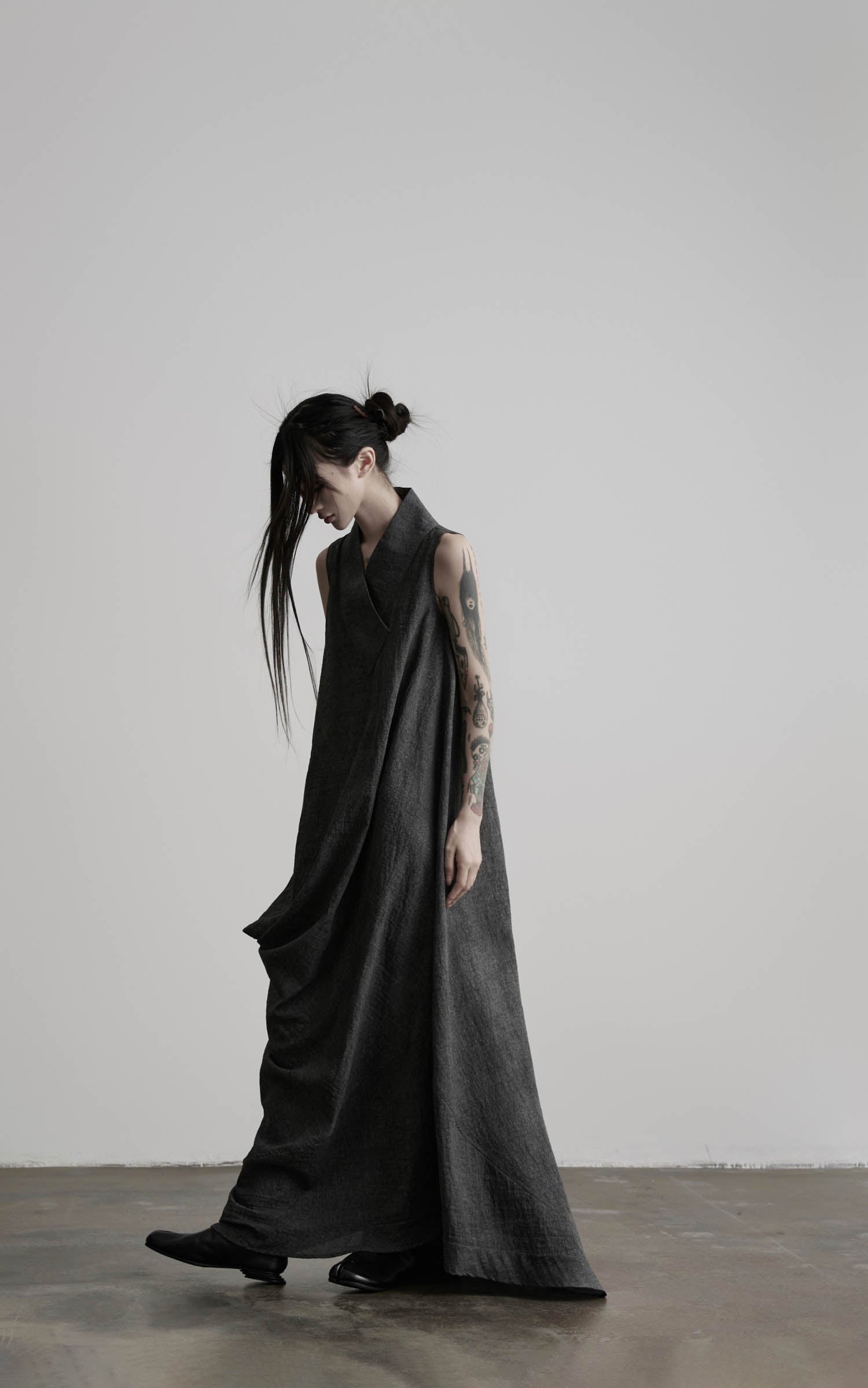 DOINDULGE Draped Shawl Collar Maxi Dress