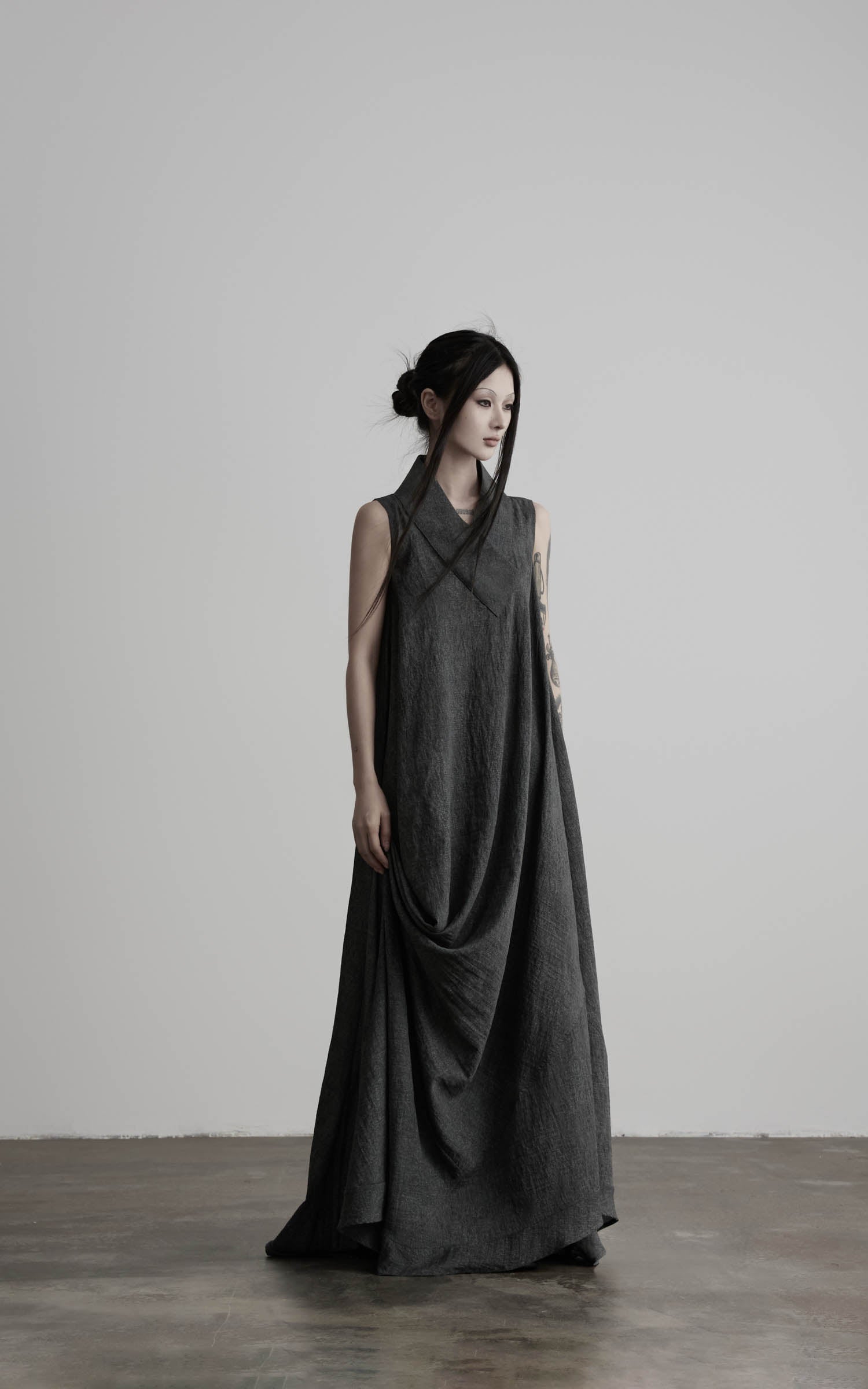 DOINDULGE Draped Shawl Collar Maxi Dress
