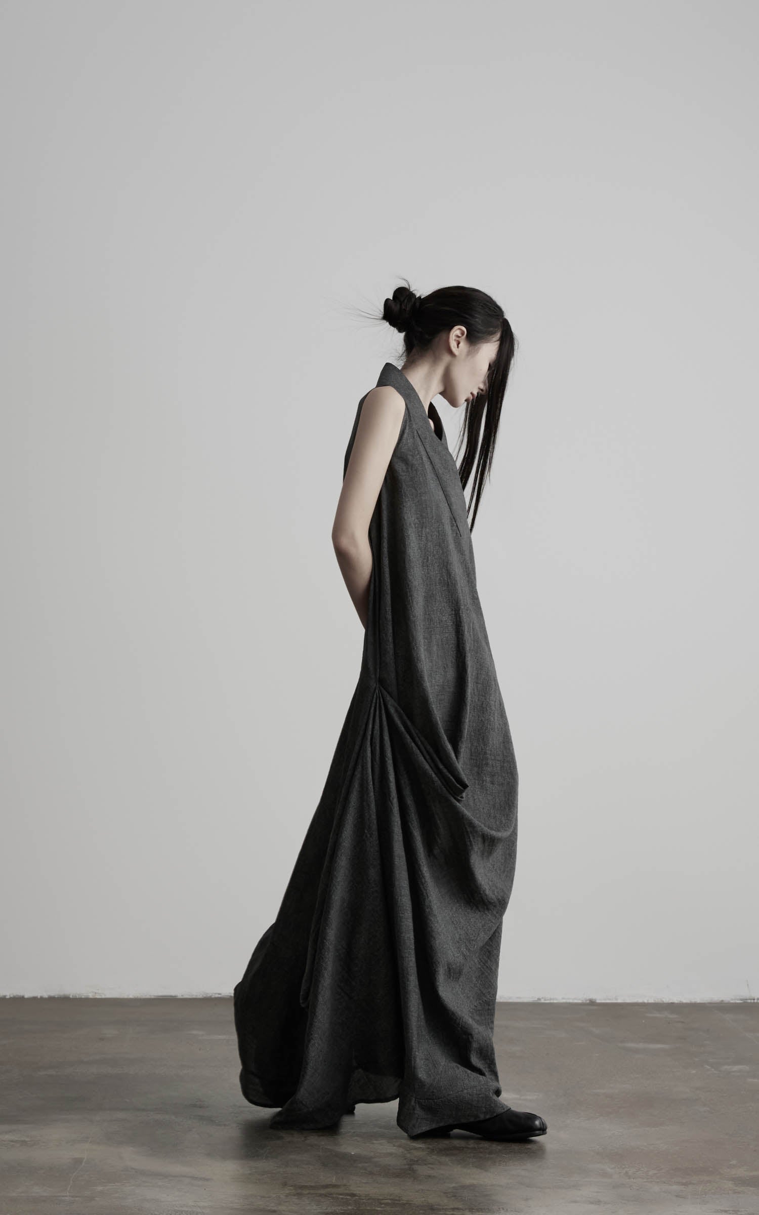 DOINDULGE Draped Shawl Collar Maxi Dress