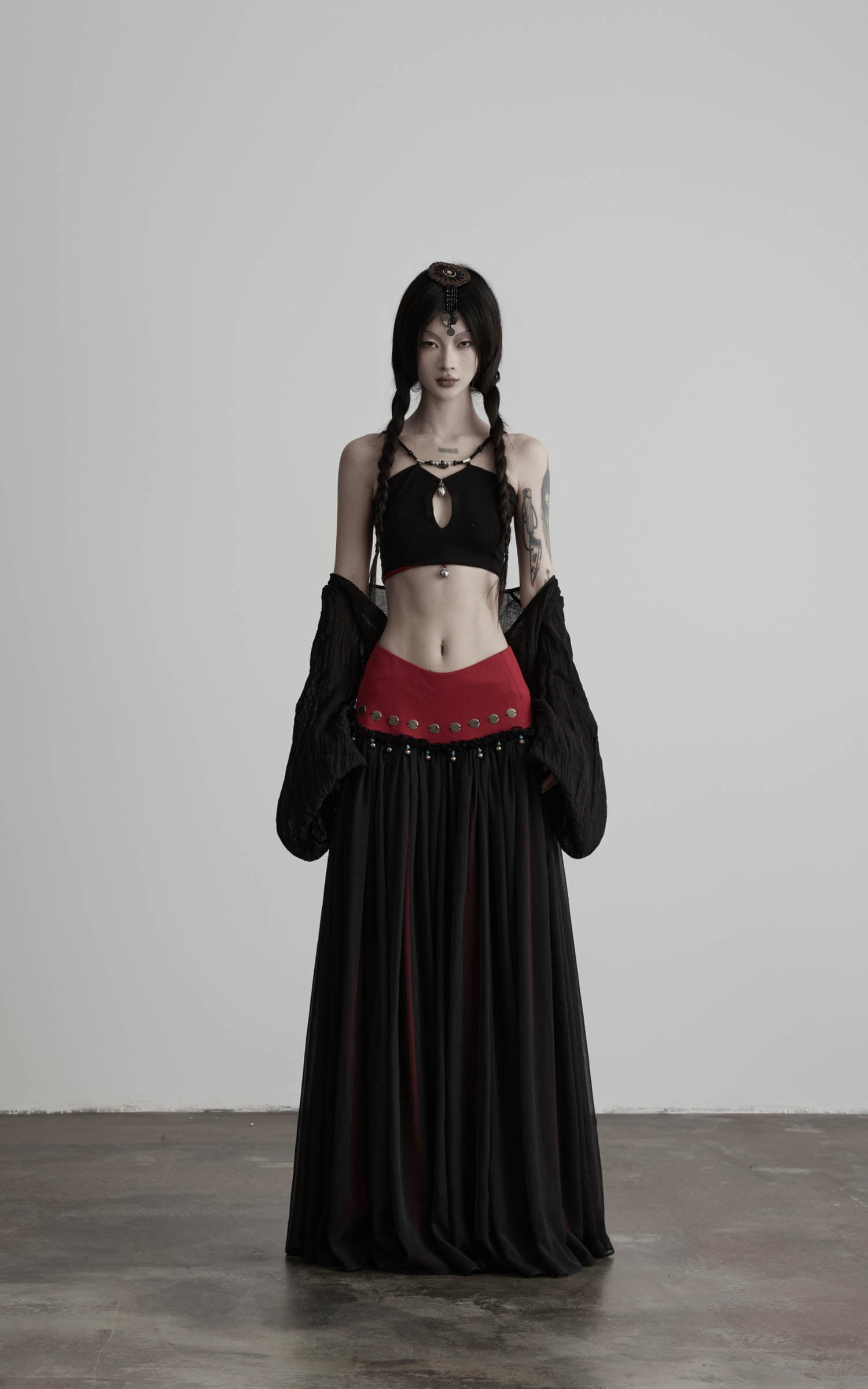 DOINDULGE Mesh Layered Maxi Skirt