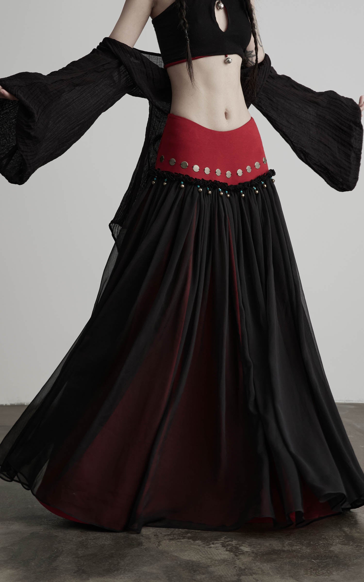 DOINDULGE Mesh Layered Maxi Skirt