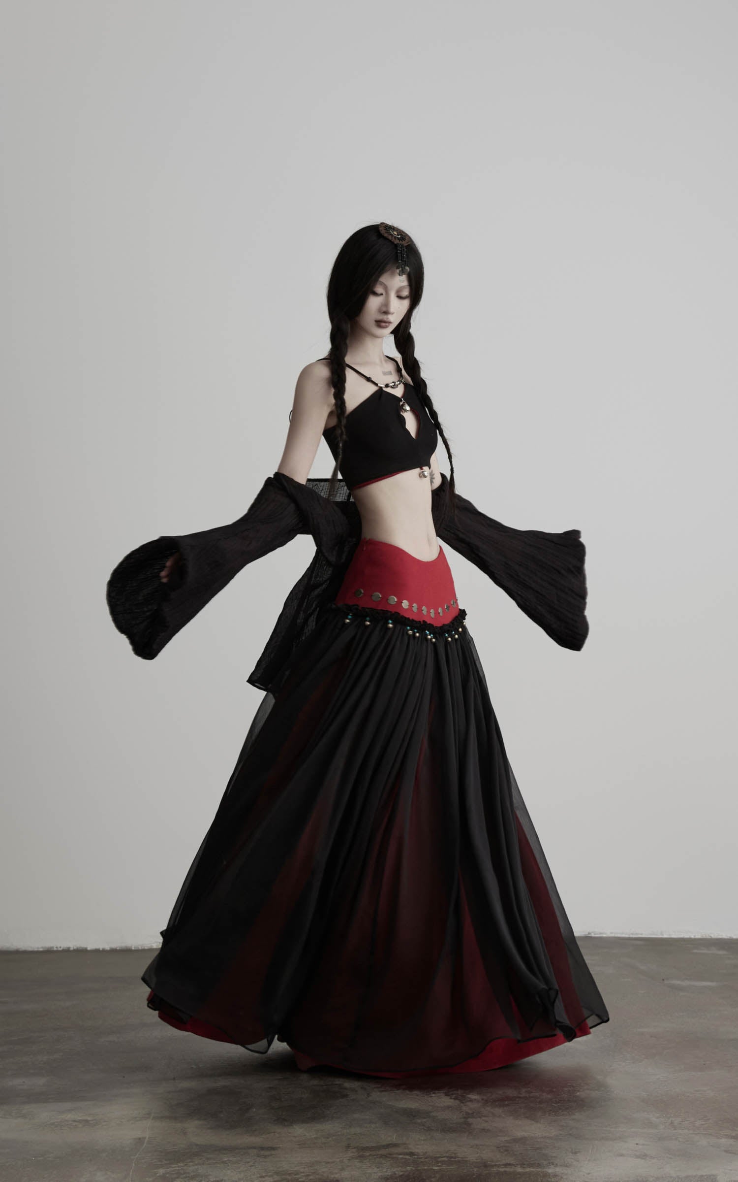 DOINDULGE Mesh Layered Maxi Skirt