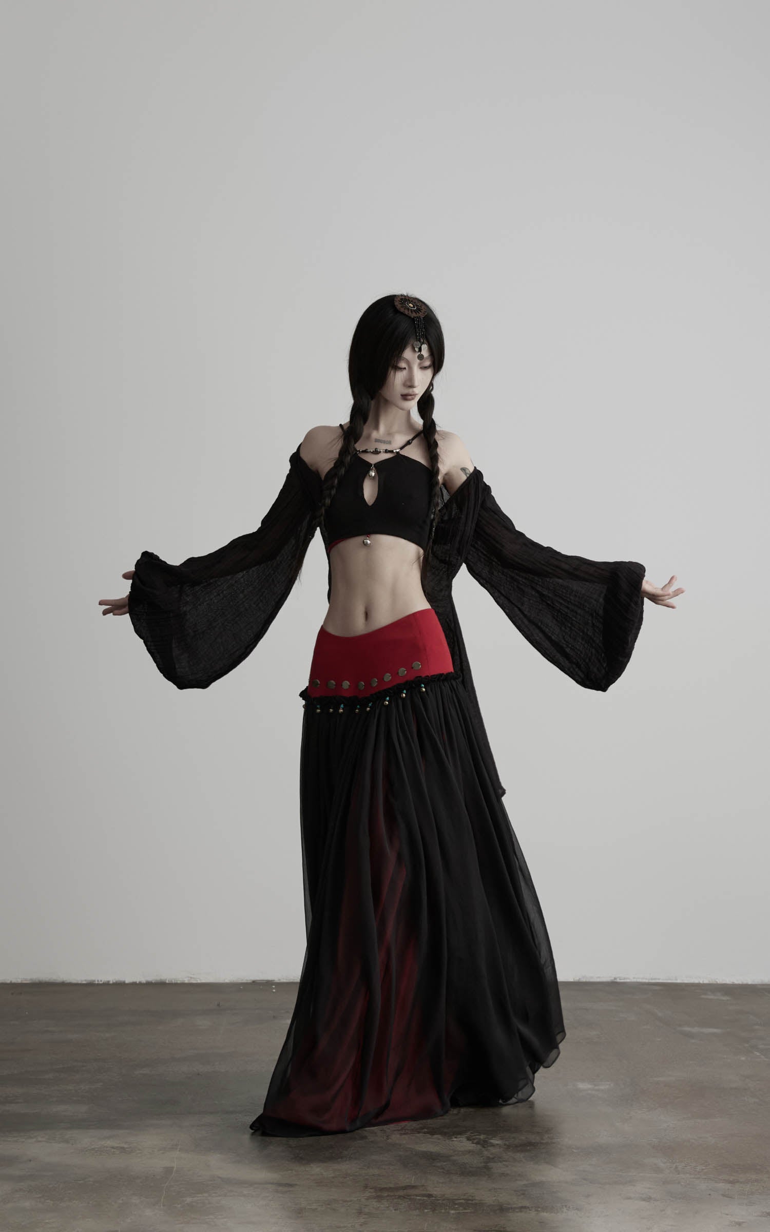 DOINDULGE Mesh Layered Maxi Skirt