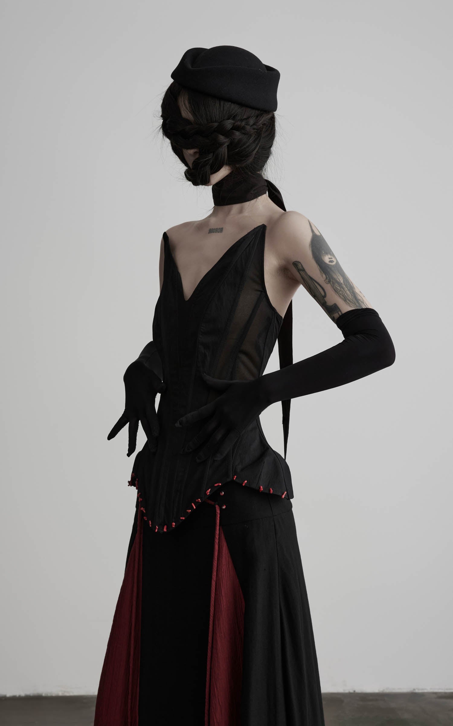 DOINDULGE Black Mesh Corset Bandeau Top