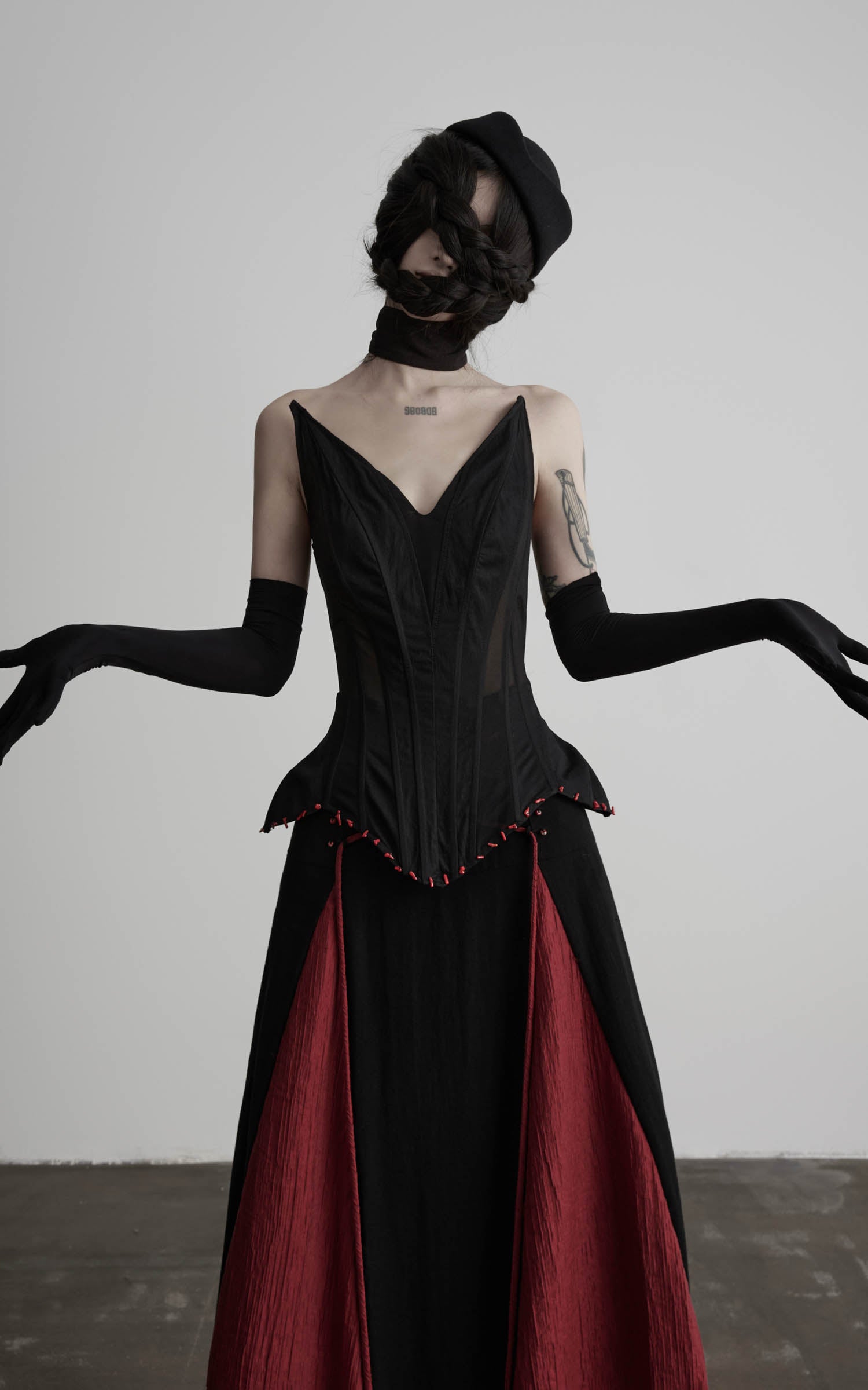 DOINDULGE Black Mesh Corset Bandeau Top
