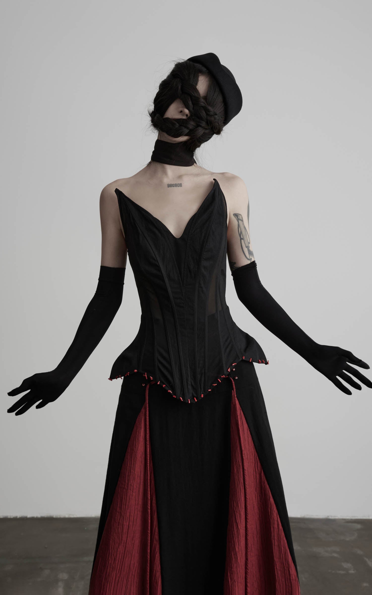 DOINDULGE Black Mesh Corset Bandeau Top