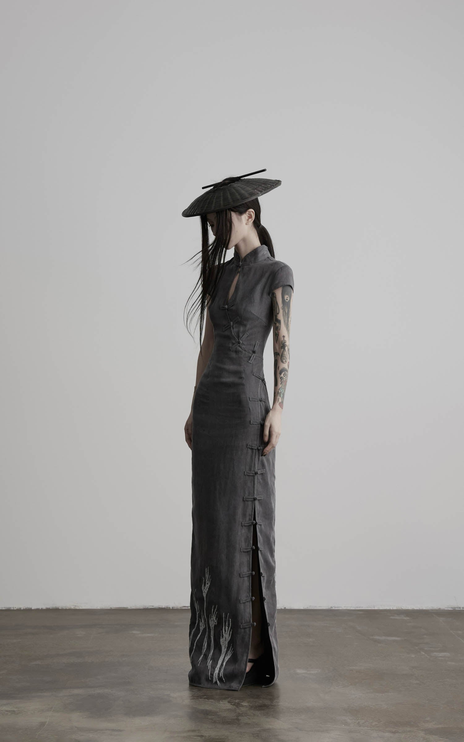 DOINDULGE Mandarin Collar Cheongsam Maxi Dress