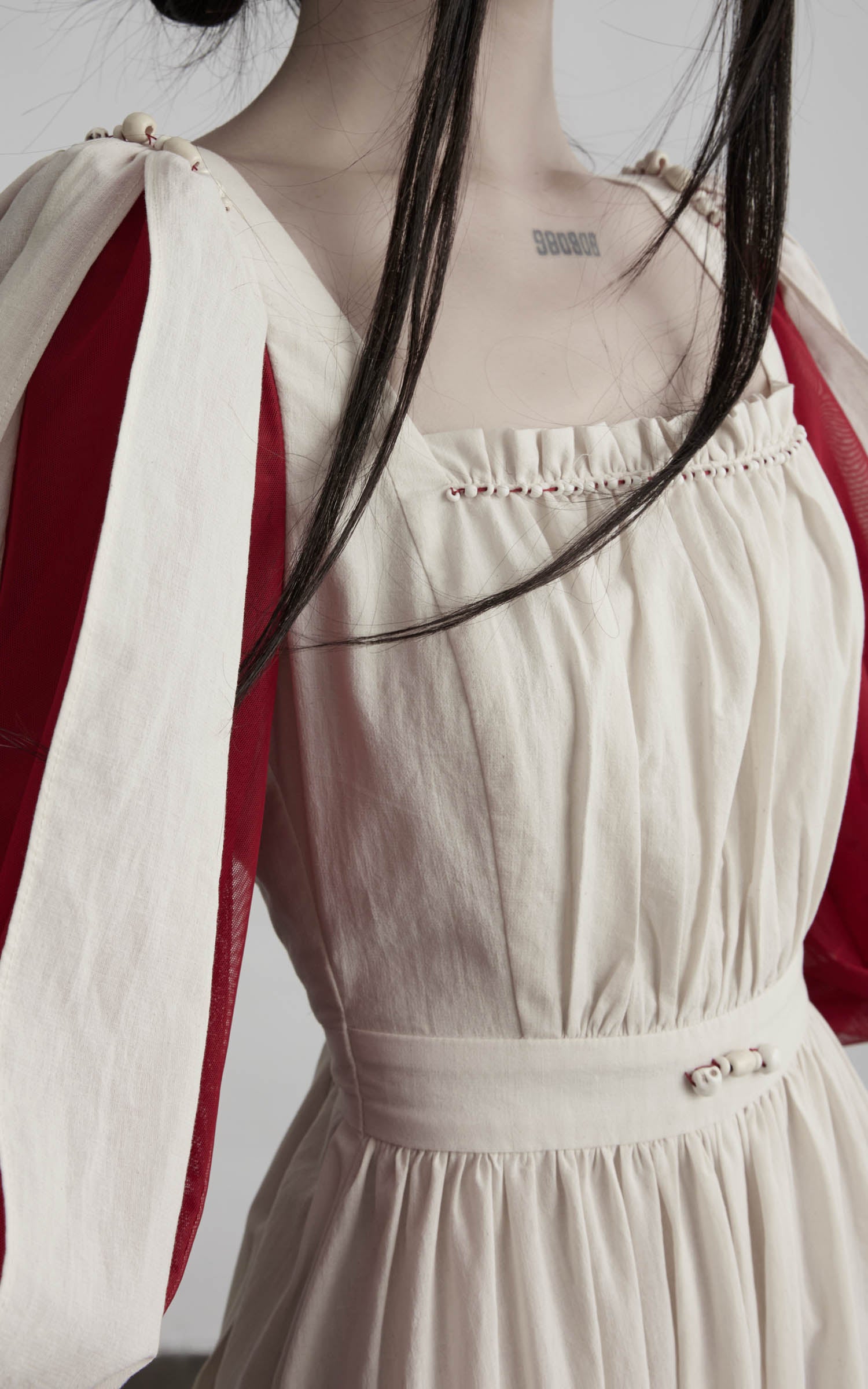 <tc>DOINDULGE</tc> Maxikleid mit quadratischem Ausschnitt und Puffärmeln