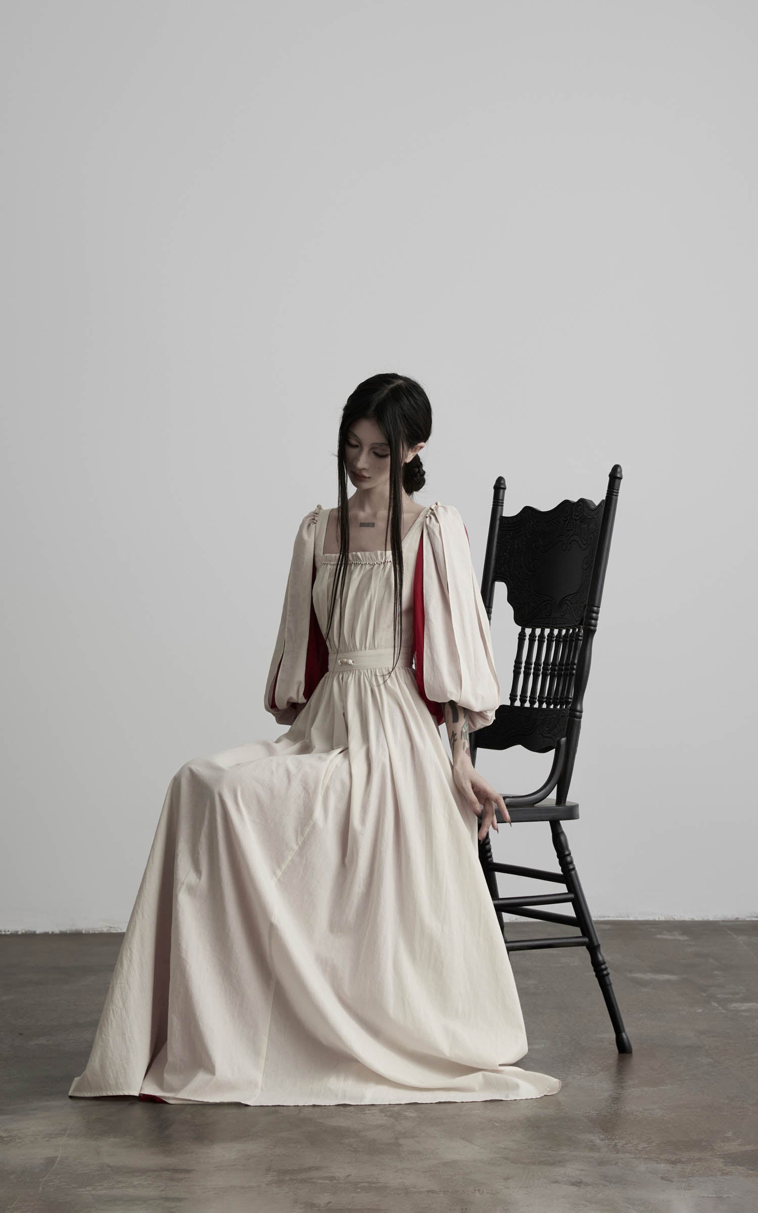 <tc>DOINDULGE</tc> Maxikleid mit quadratischem Ausschnitt und Puffärmeln