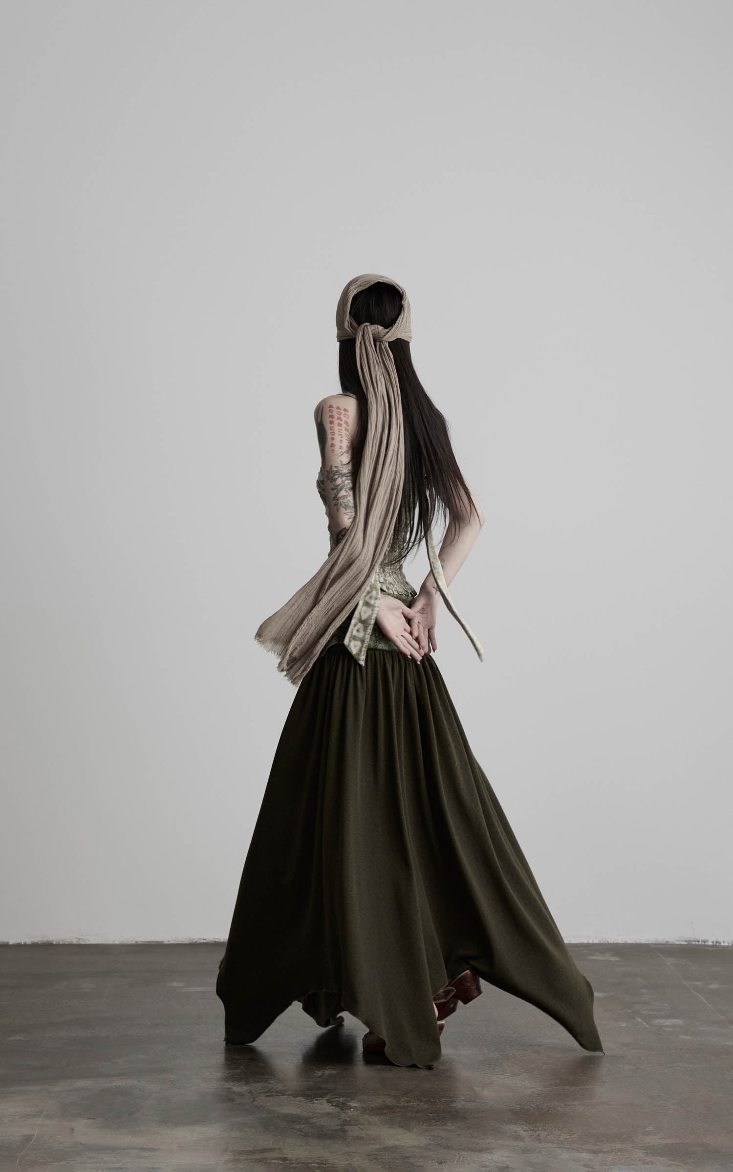 DOINDULGE Draped Wrap Waist Maxi Skirt