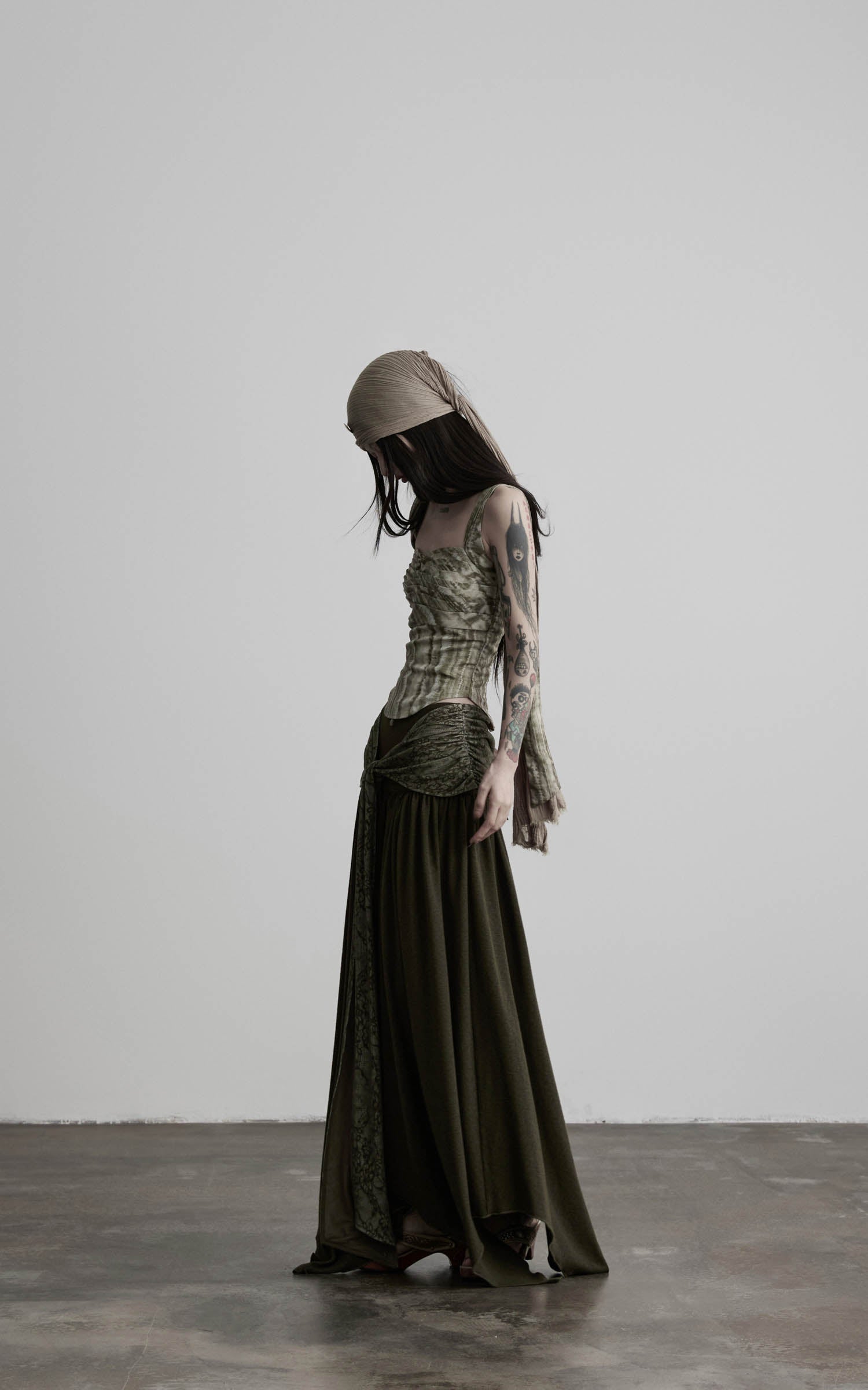 DOINDULGE Draped Wrap Waist Maxi Skirt