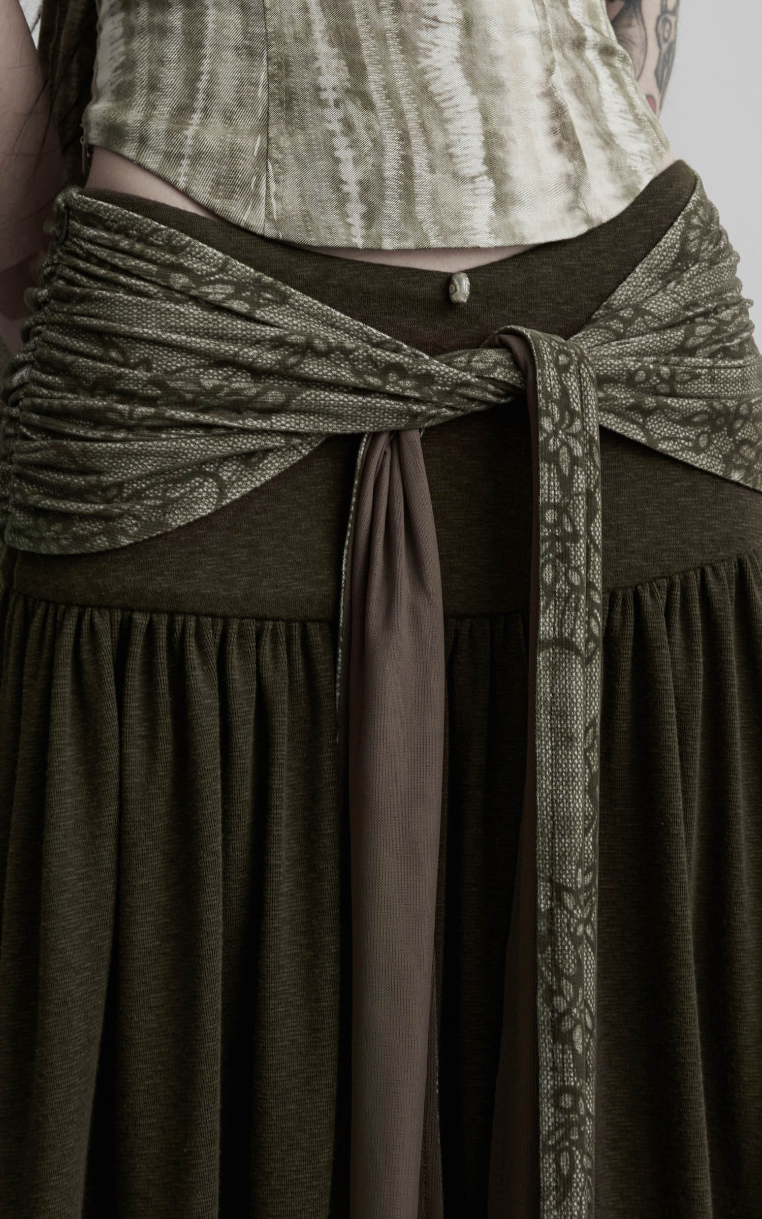 DOINDULGE Draped Wrap Waist Maxi Skirt