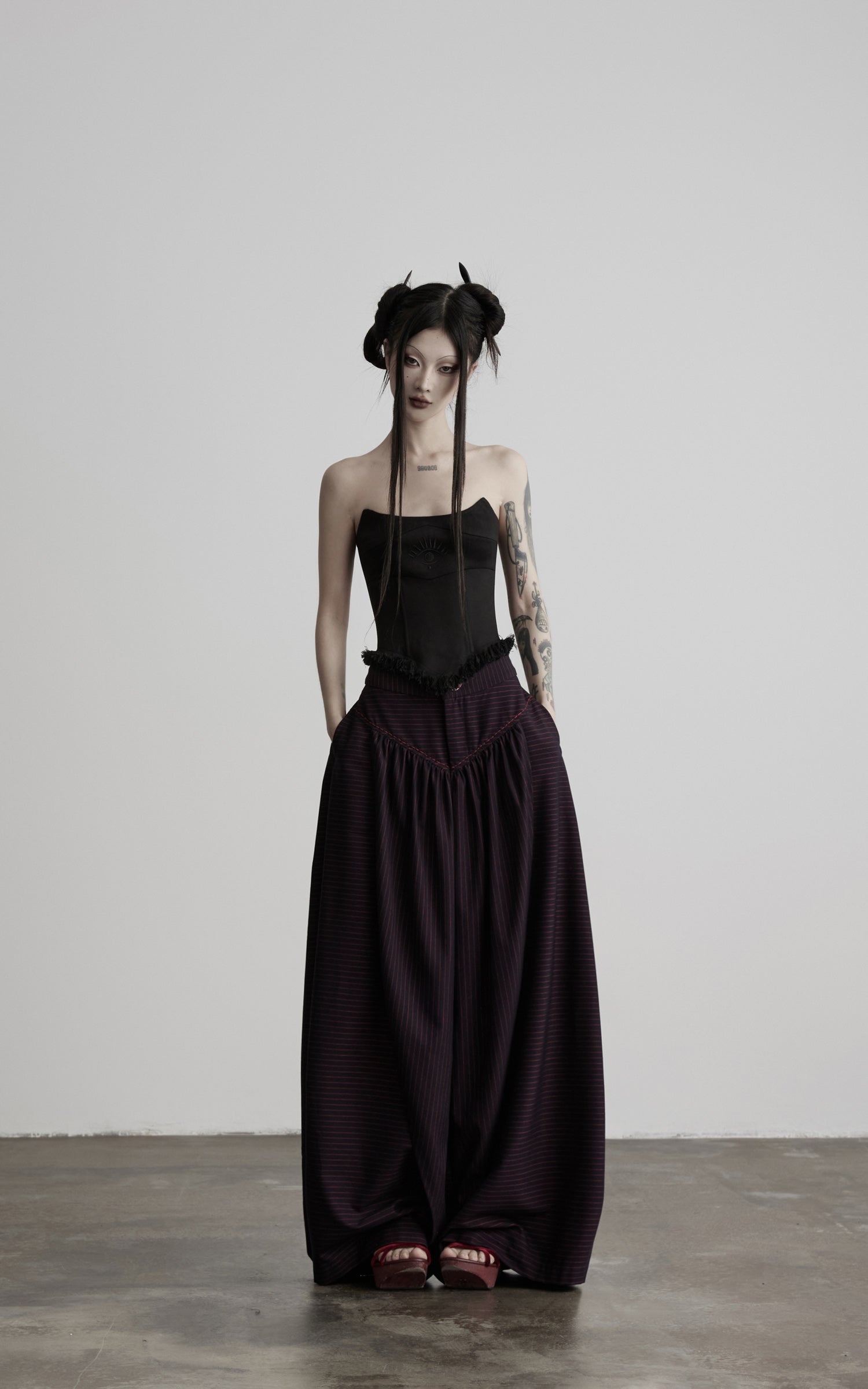 DOINDULGE Strapless Embroidered Fringe Corset Top