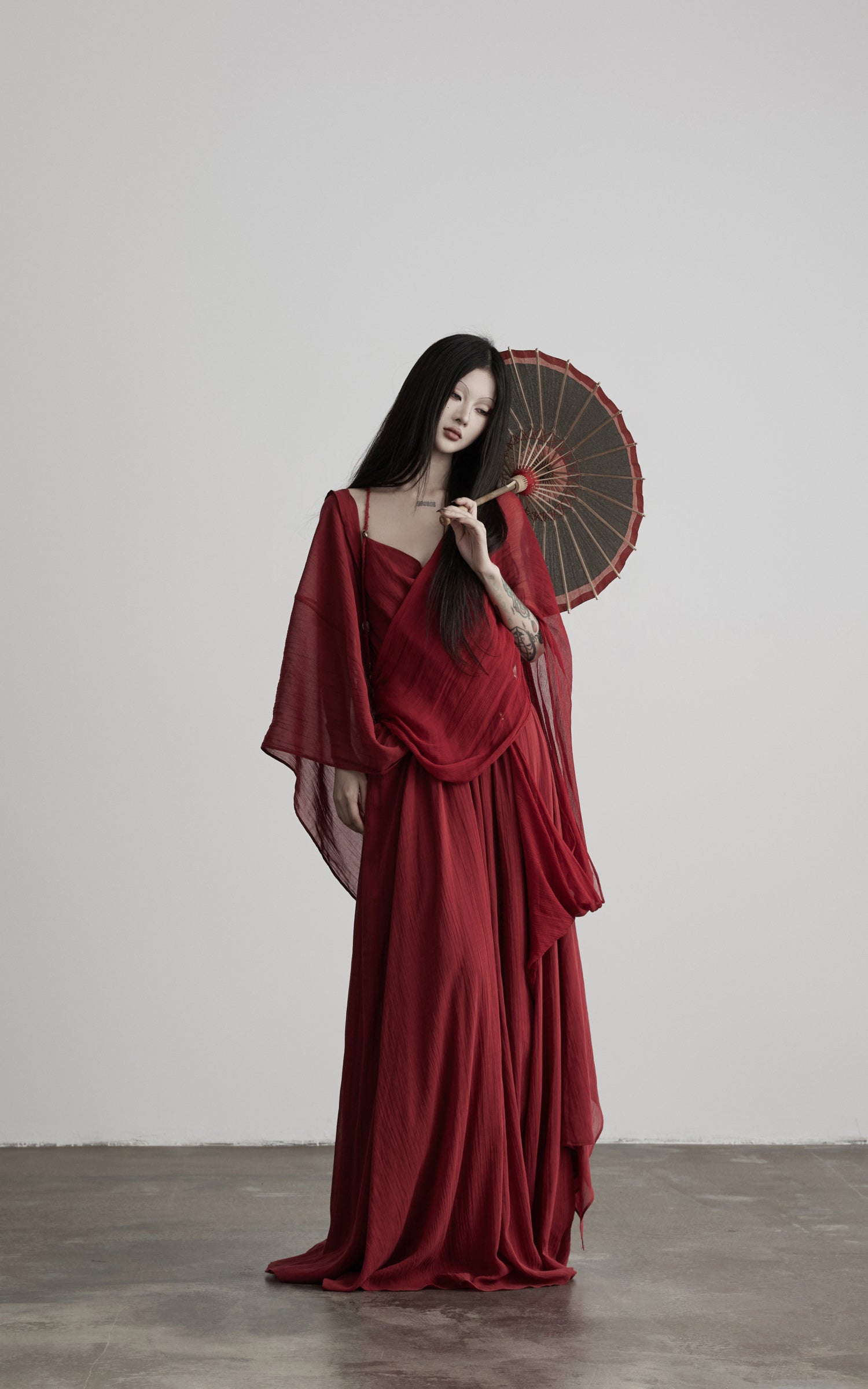 DOINDULGE Scarf Tie Cinched Cami Maxi Dress