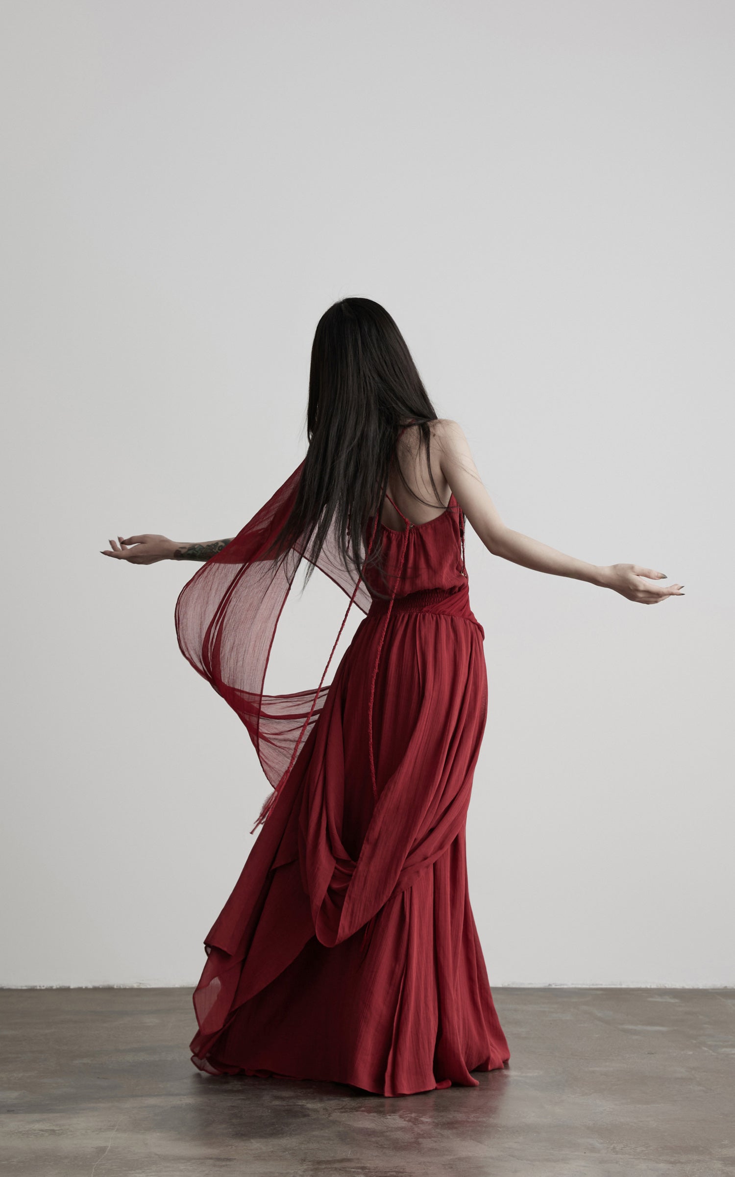 DOINDULGE Scarf Tie Cinched Cami Maxi Dress