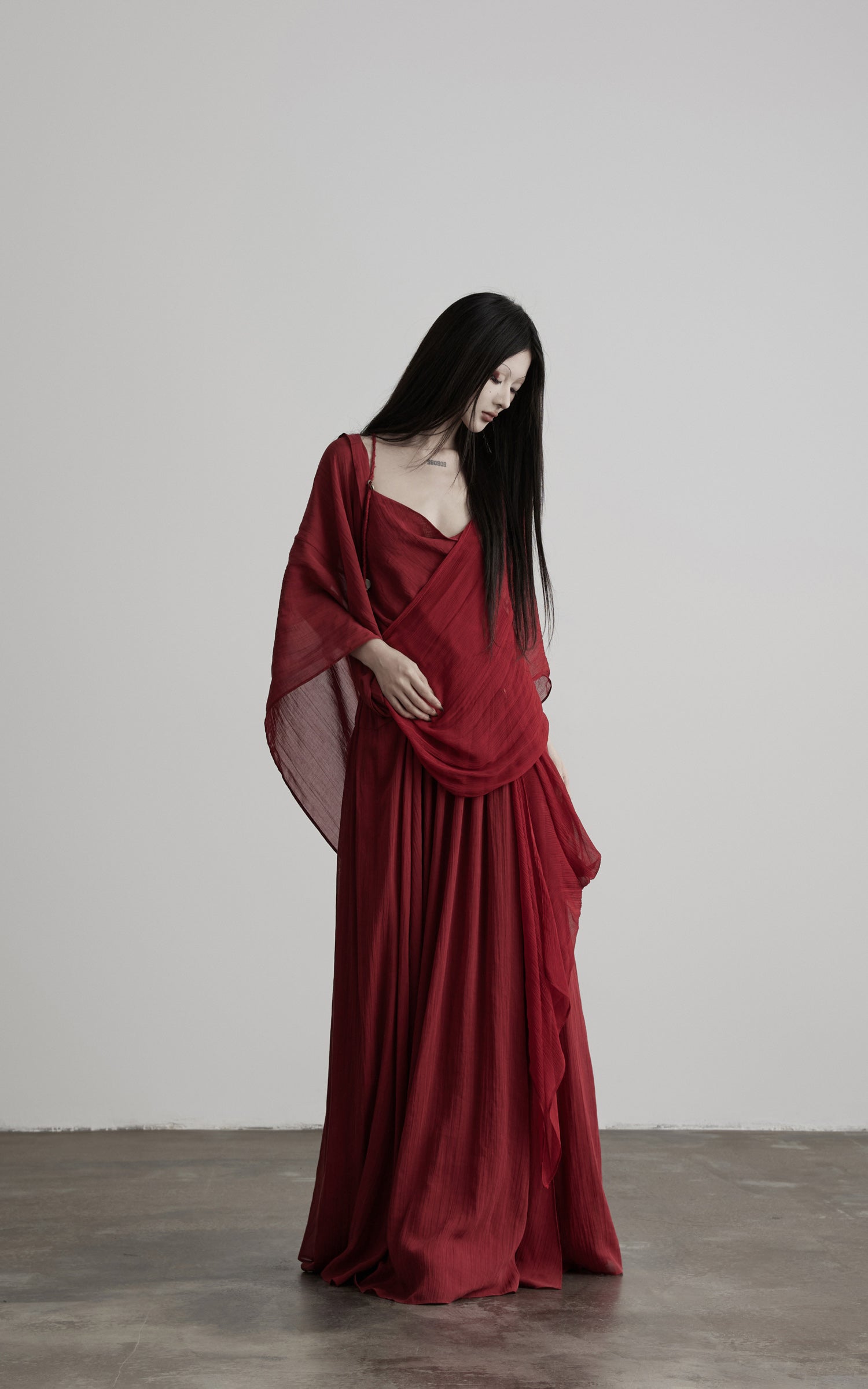DOINDULGE Scarf Tie Cinched Cami Maxi Dress