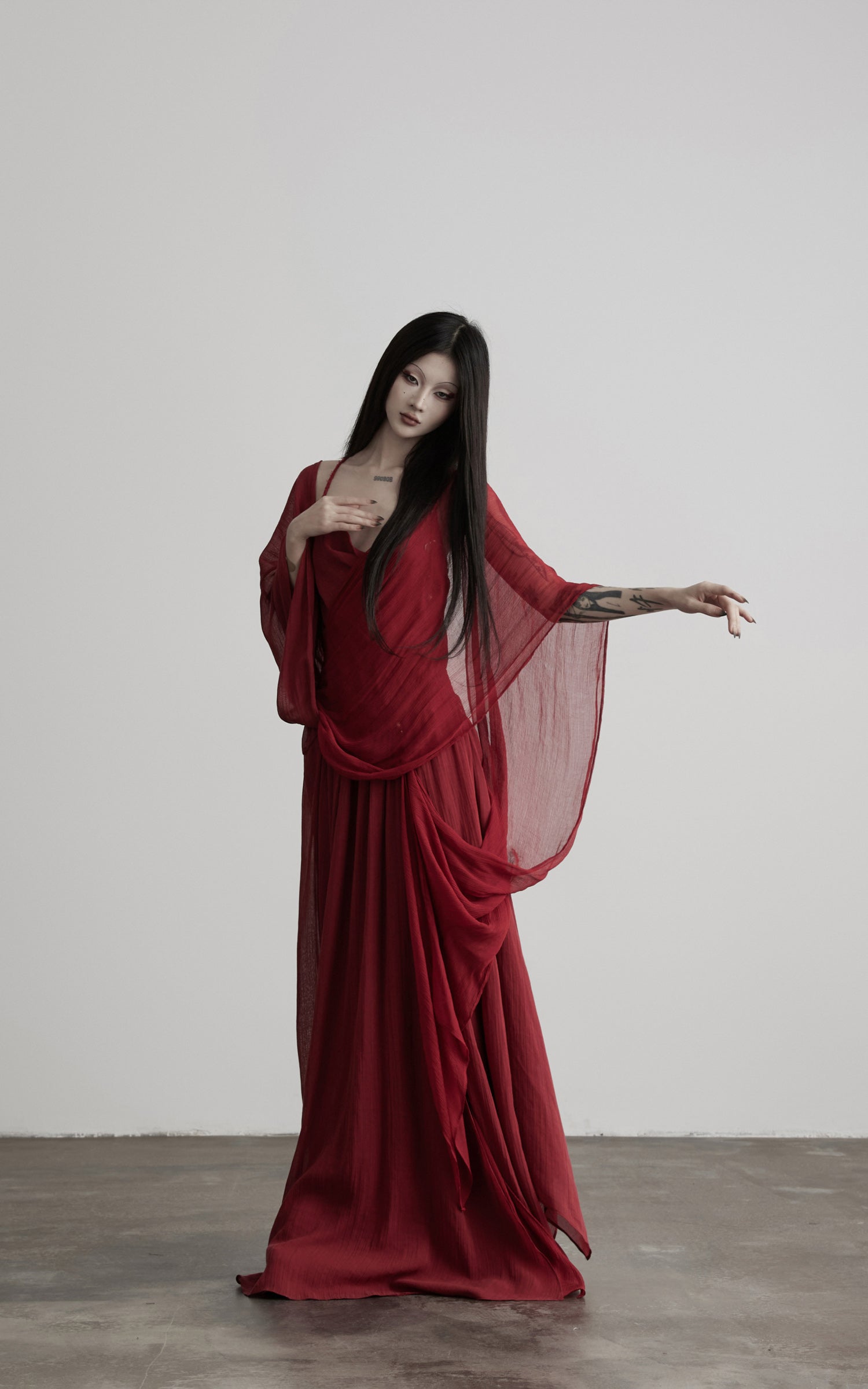 DOINDULGE Scarf Tie Cinched Cami Maxi Dress