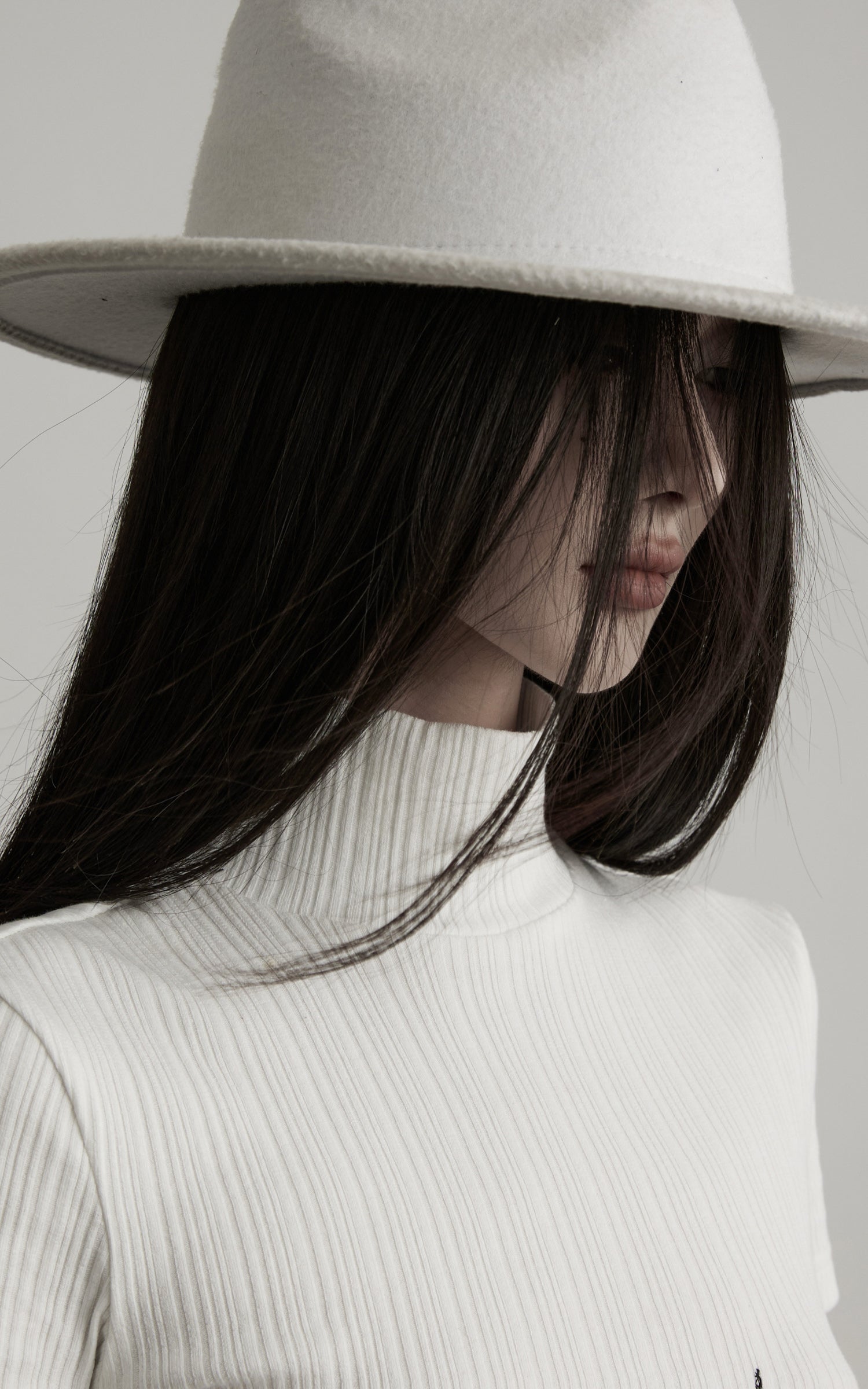 DOINDULGE Half Mock Neck Embroidered Ribbed Knit Top