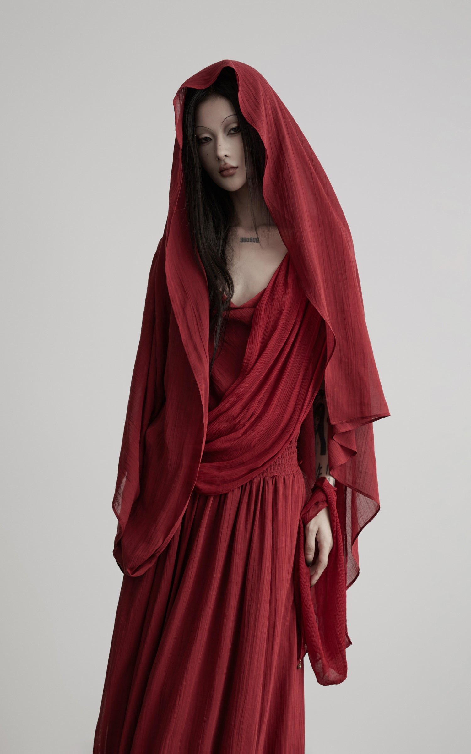 DOINDULGE Scarf Tie Cinched Cami Maxi Dress