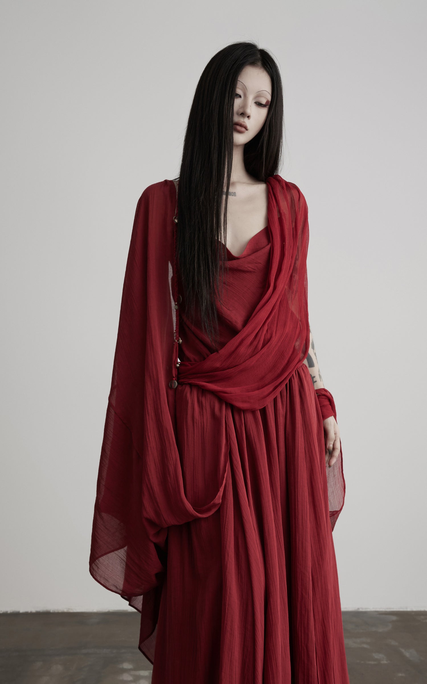 DOINDULGE Scarf Tie Cinched Cami Maxi Dress