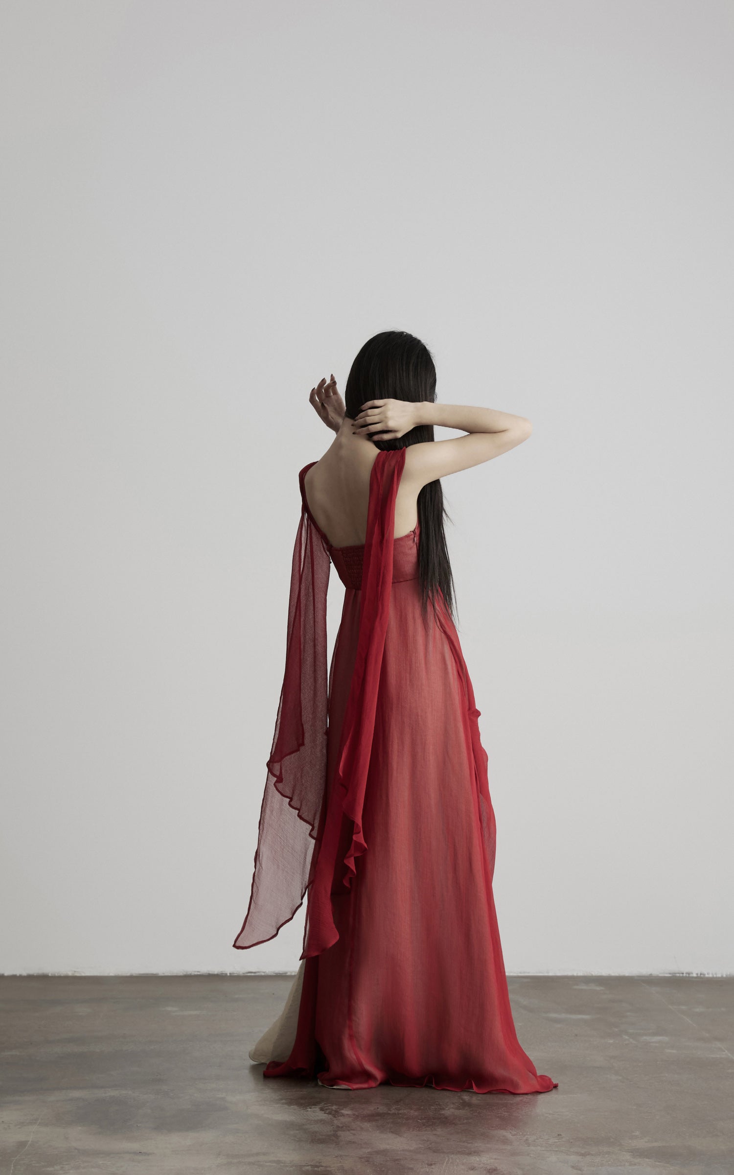 DOINDULGE V-Neck Sheer Layered Maxi Dress