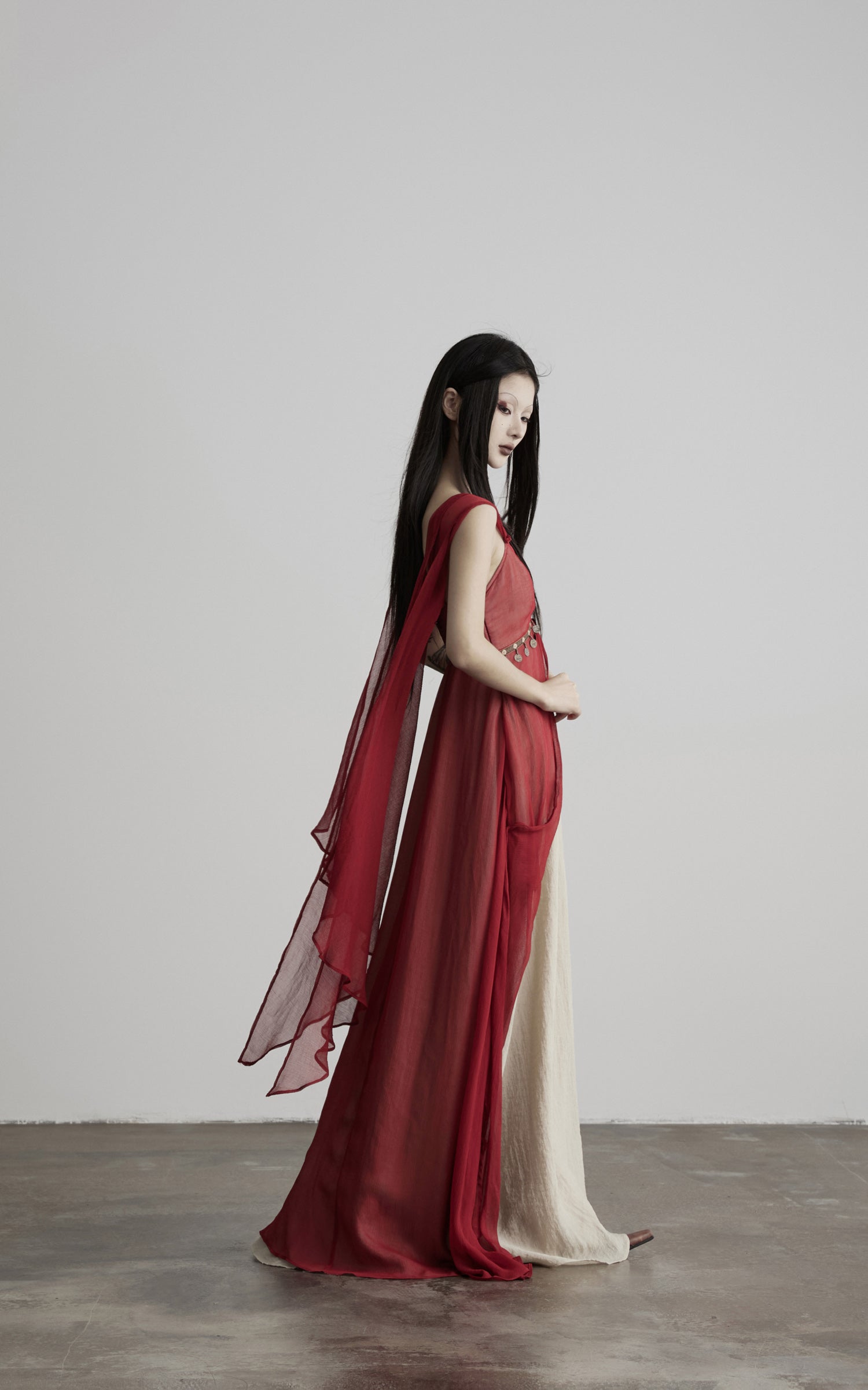 DOINDULGE V-Neck Sheer Layered Maxi Dress