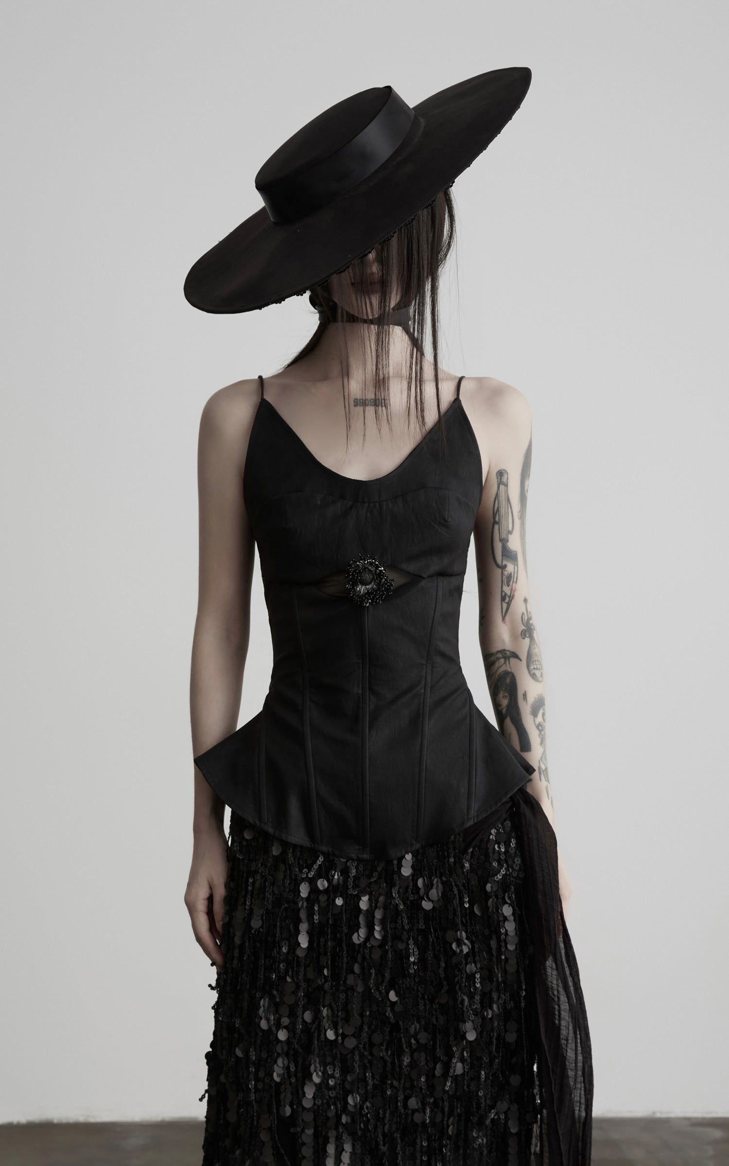 DOINDULGE PU V-Neck Peplum Corset Top