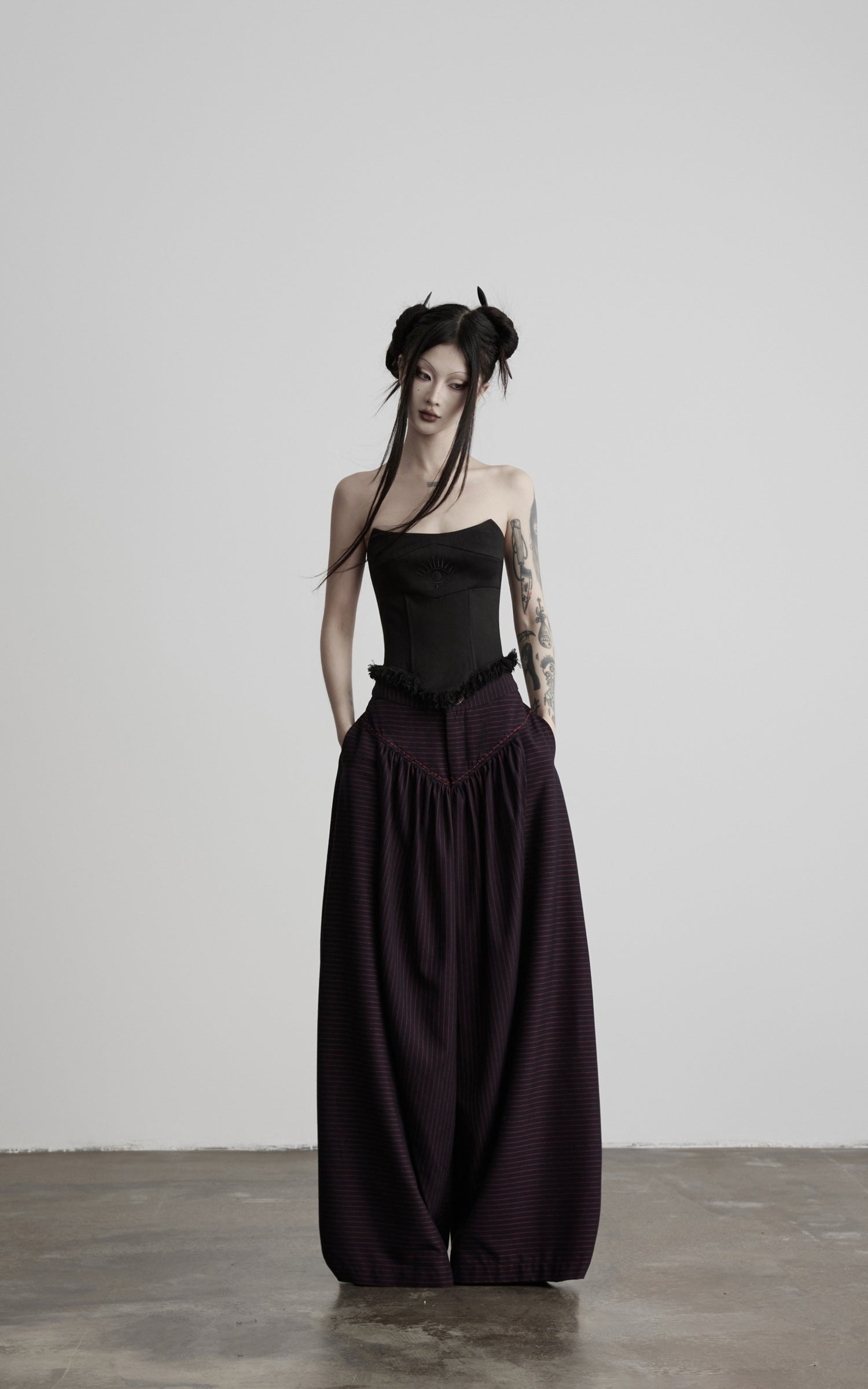 DOINDULGE Strapless Embroidered Fringe Corset Top