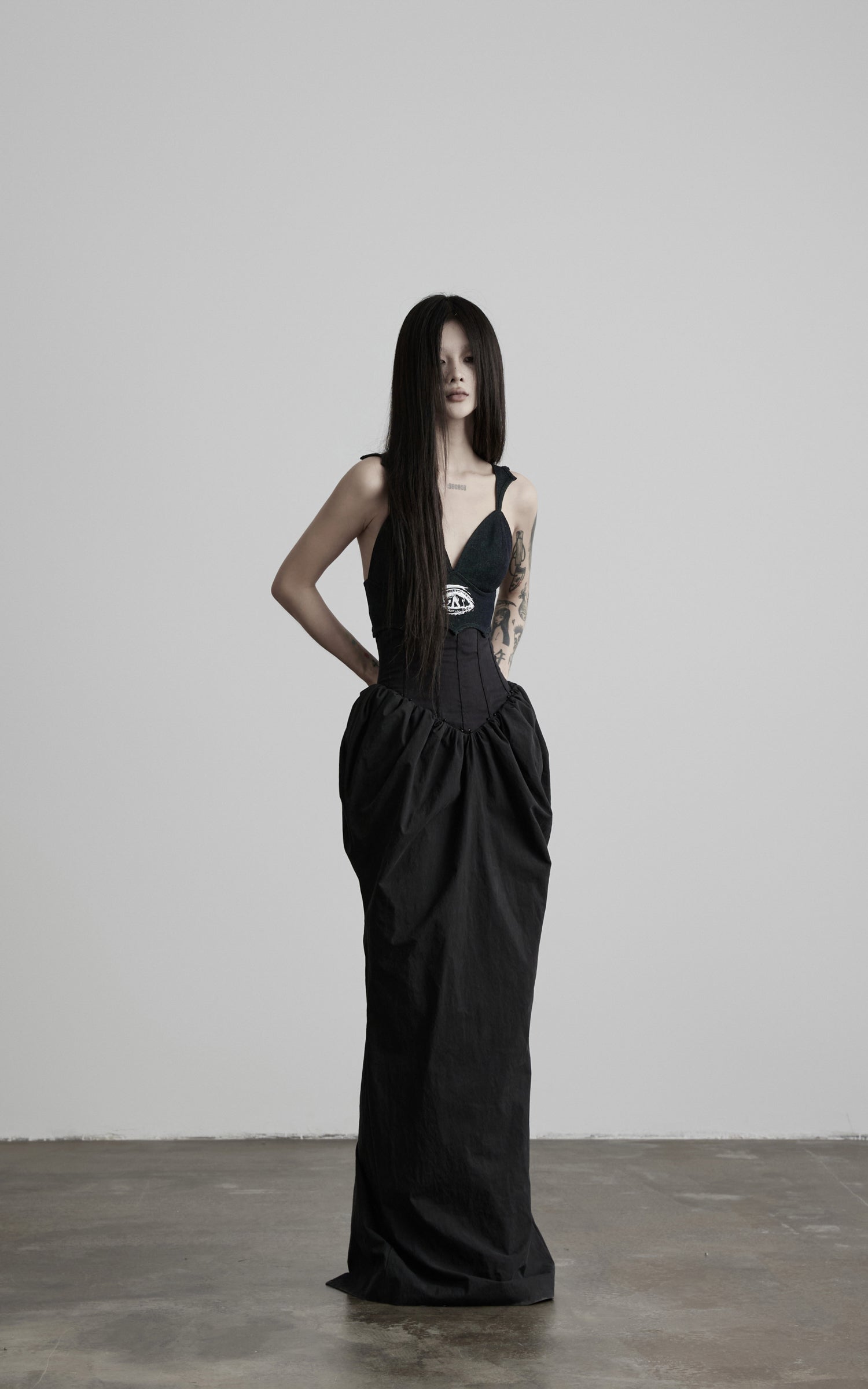 DOINDULGE Corset Waist Gathered Maxi Skirt