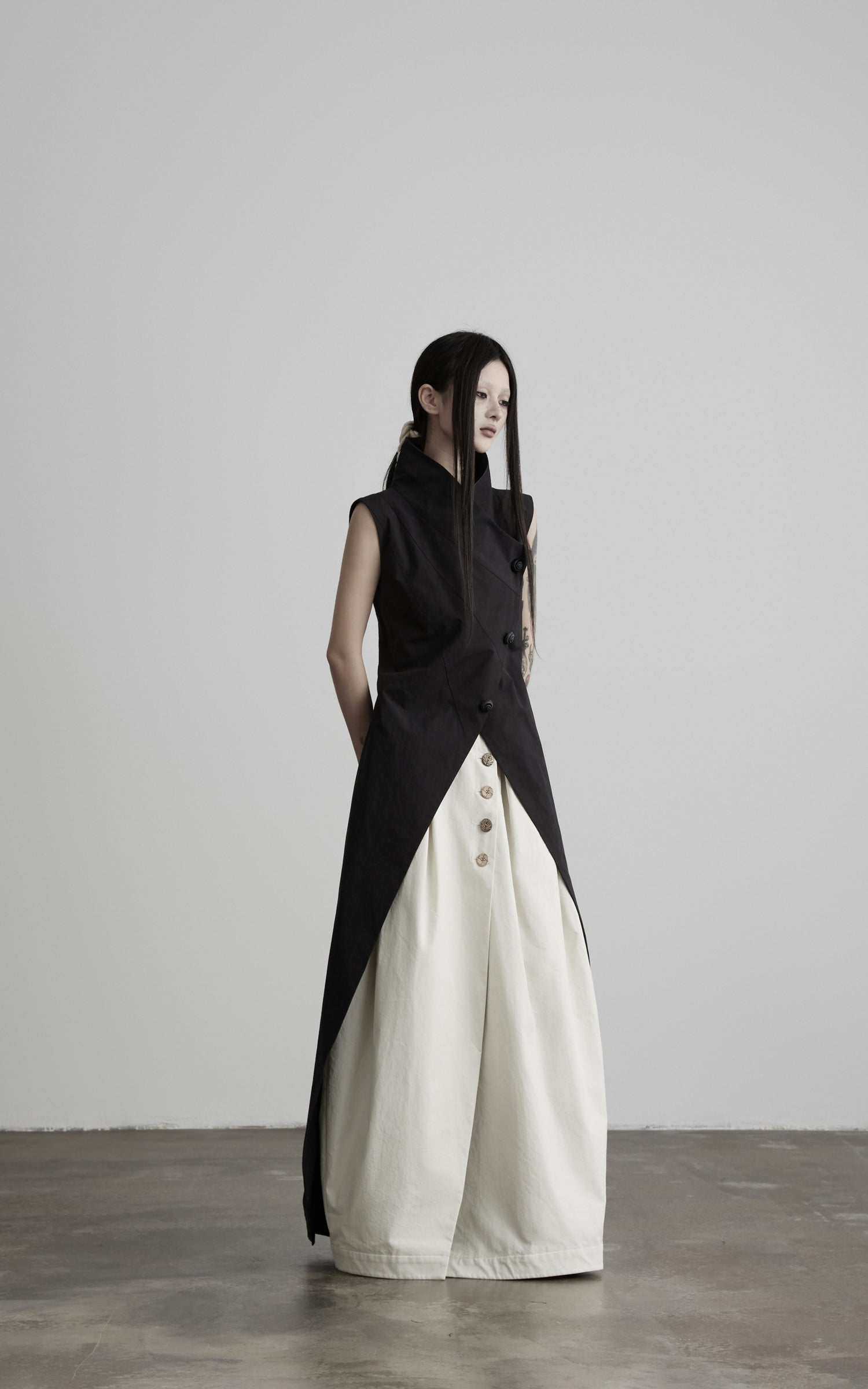 DOINDULGE High Collar Longline Vest Dress