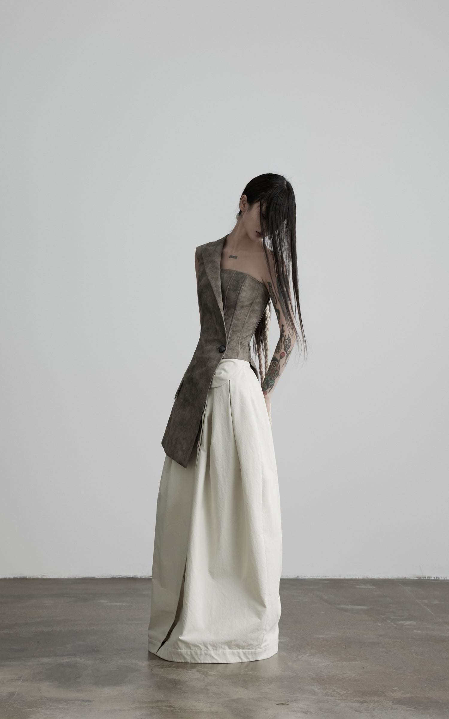 DOINDULGE High Waist Pleated Wrap Maxi Skirt