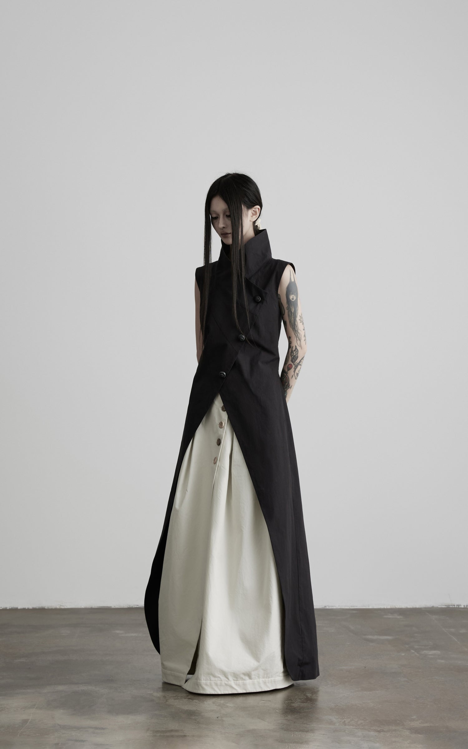 DOINDULGE High Collar Longline Vest Dress