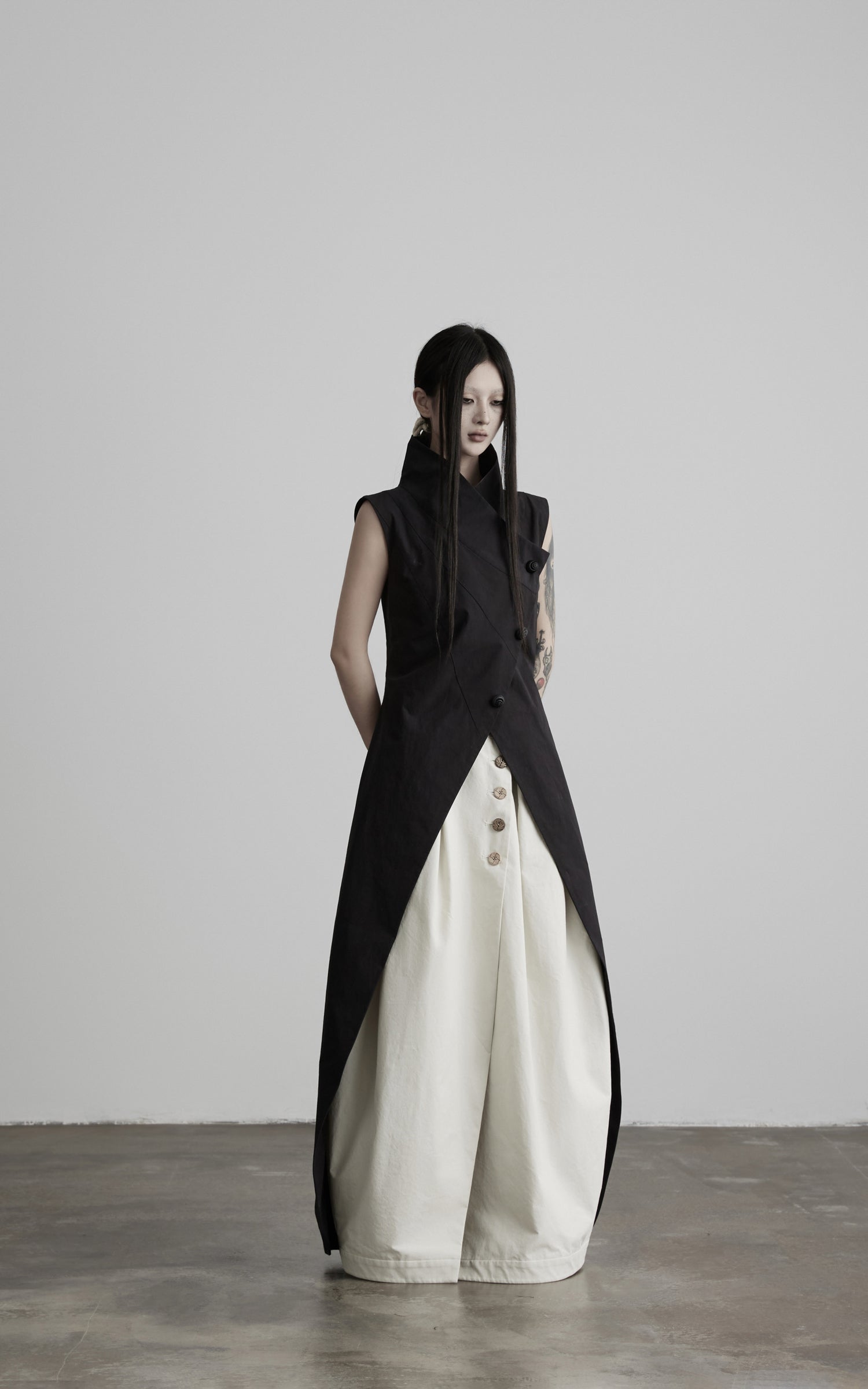 DOINDULGE High Collar Longline Vest Dress