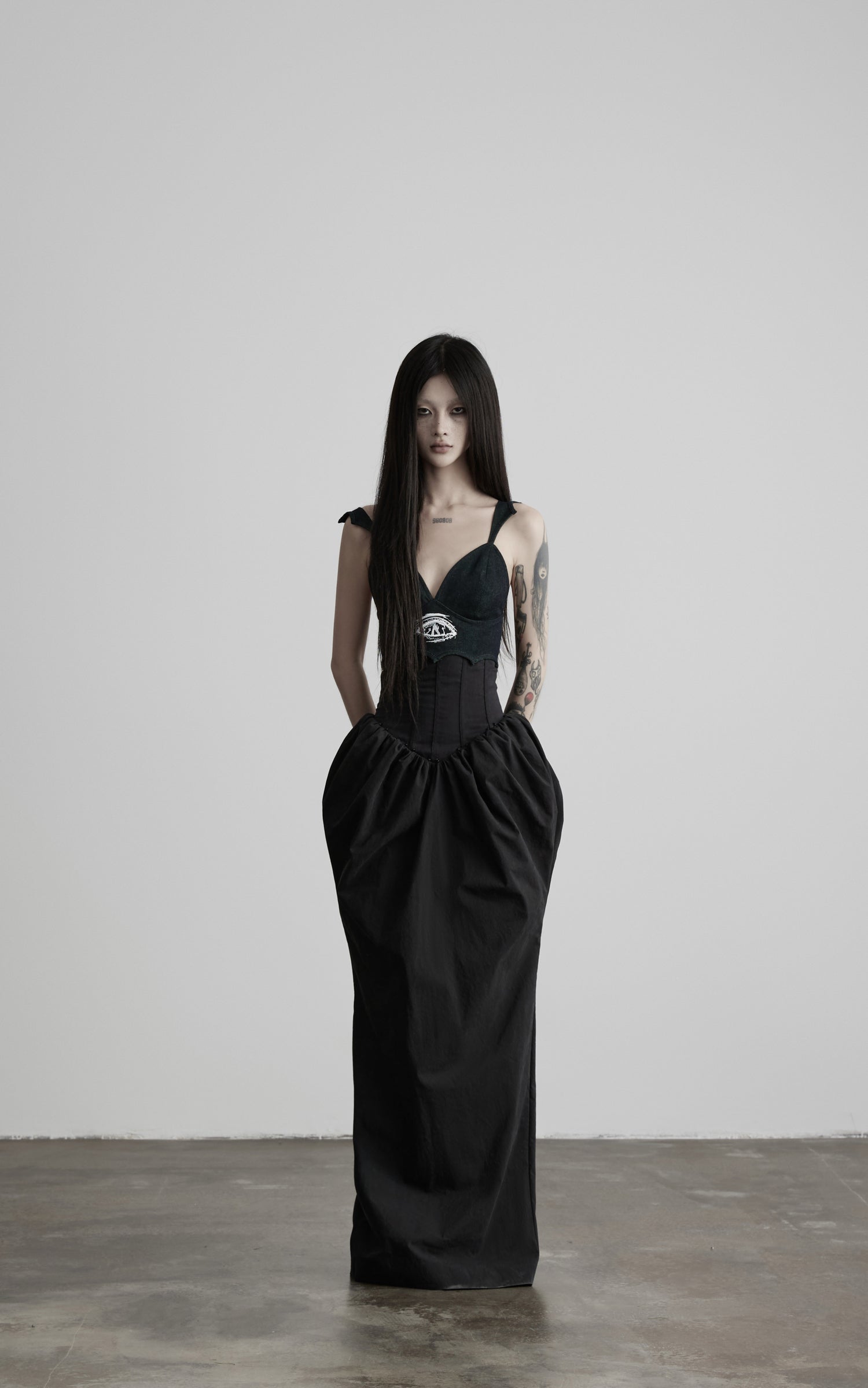 DOINDULGE Corset Waist Gathered Maxi Skirt