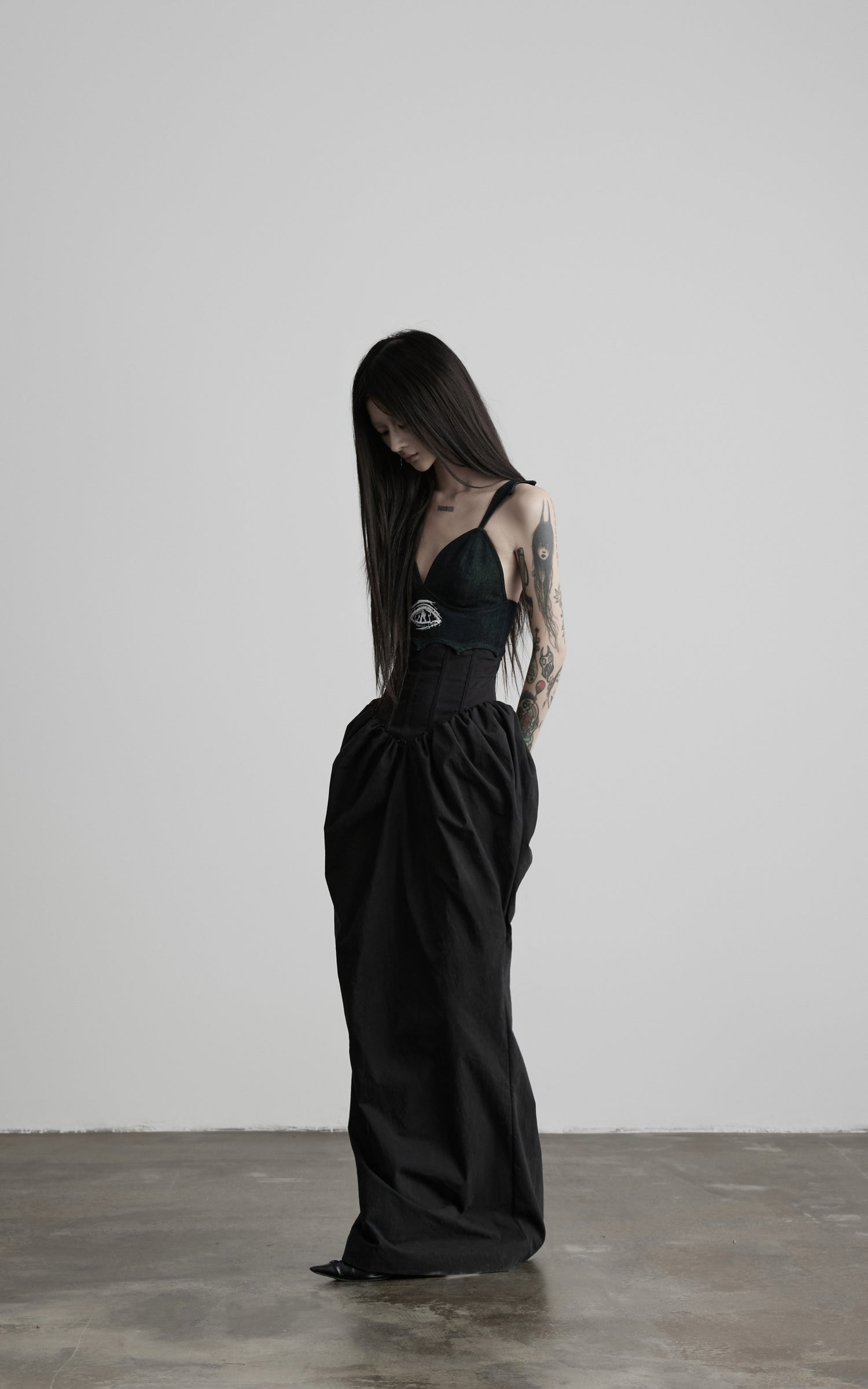 DOINDULGE Corset Waist Gathered Maxi Skirt