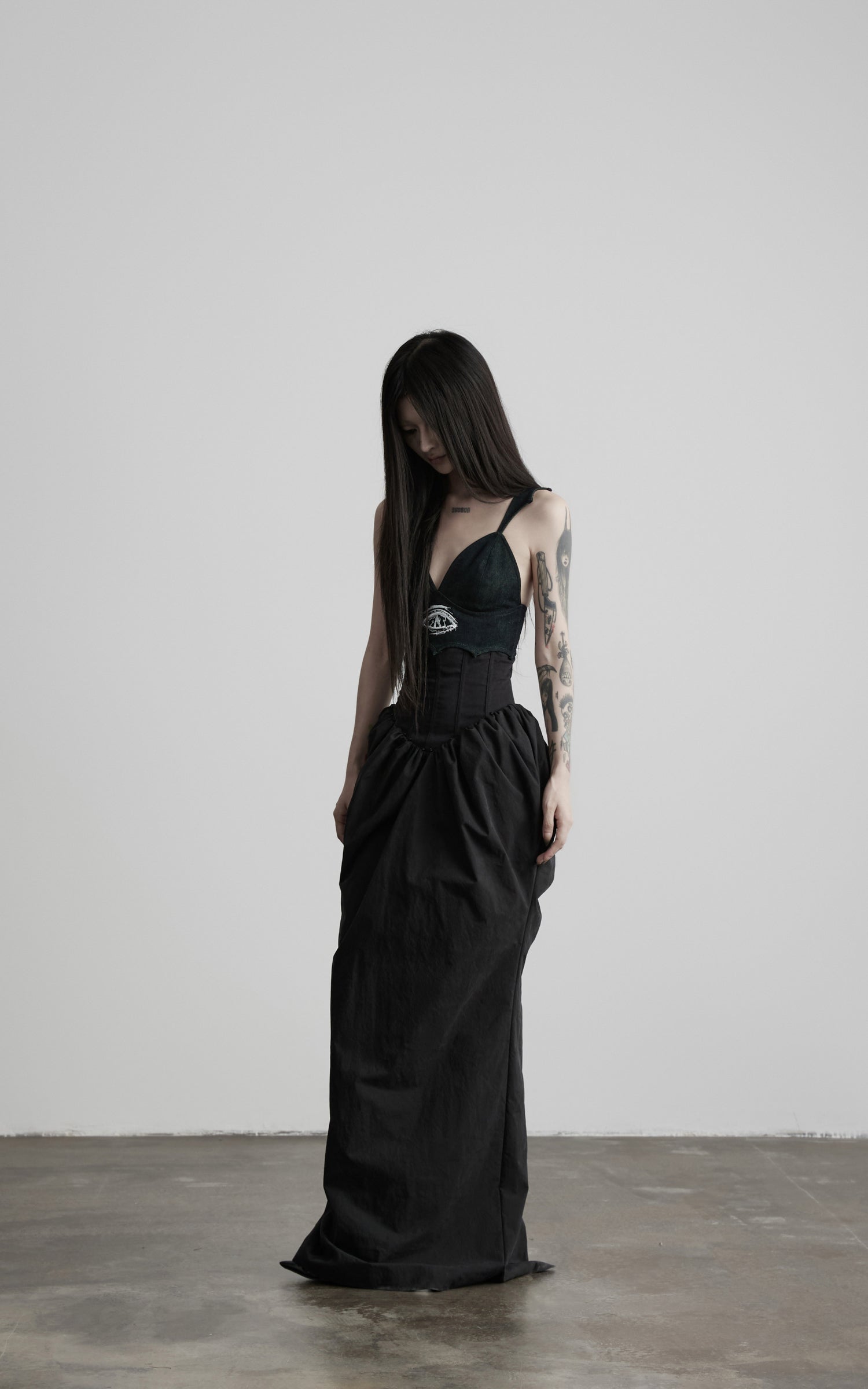DOINDULGE Corset Waist Gathered Maxi Skirt