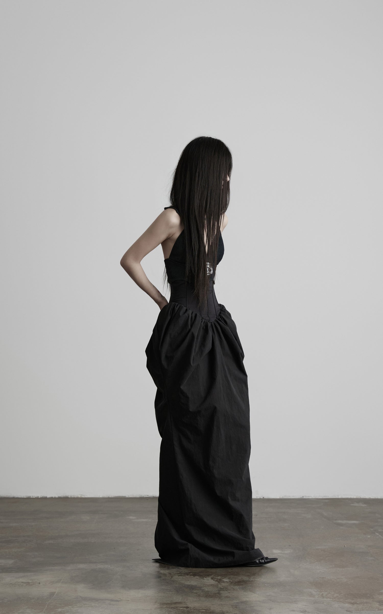 DOINDULGE Corset Waist Gathered Maxi Skirt