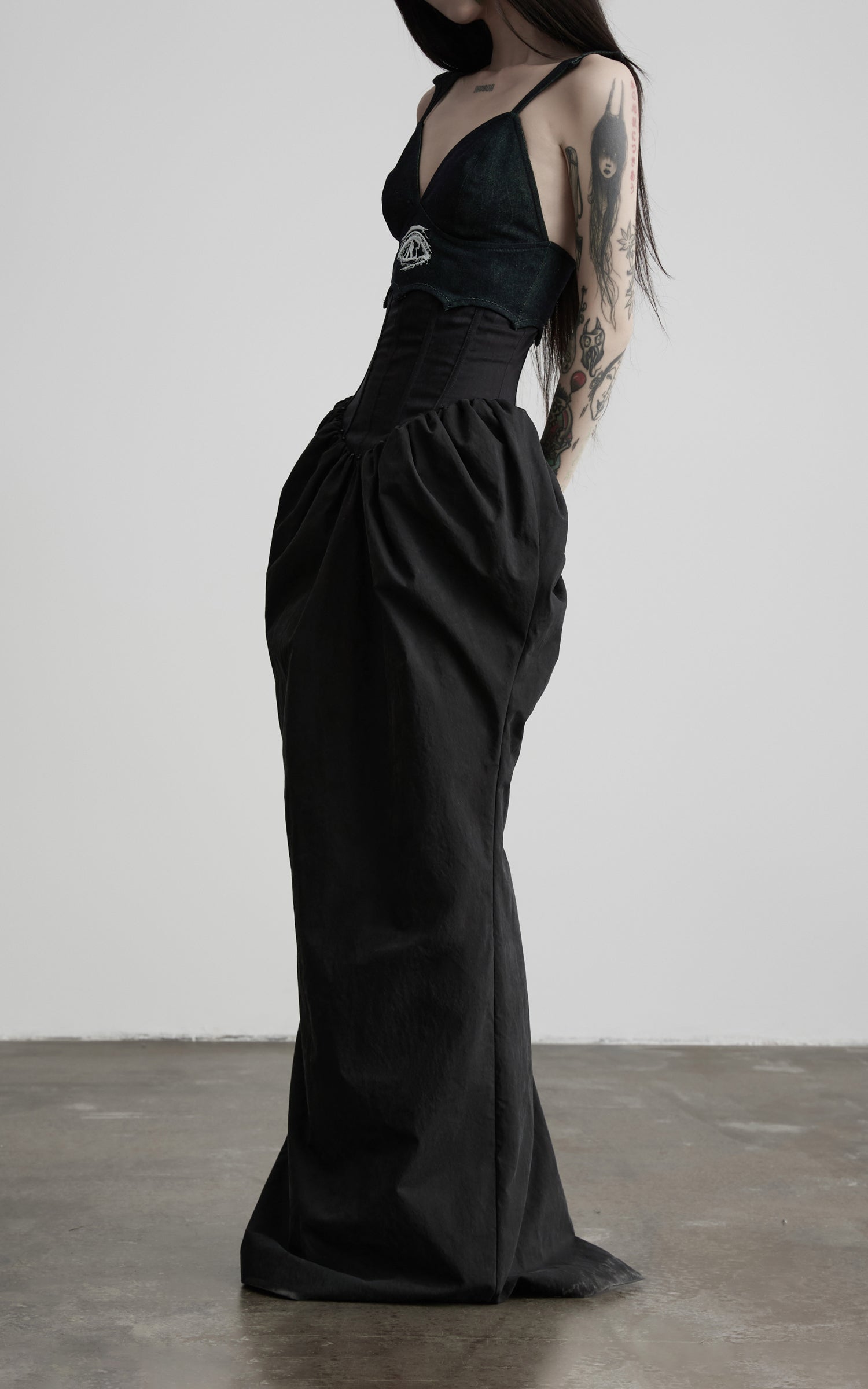 DOINDULGE Corset Waist Gathered Maxi Skirt