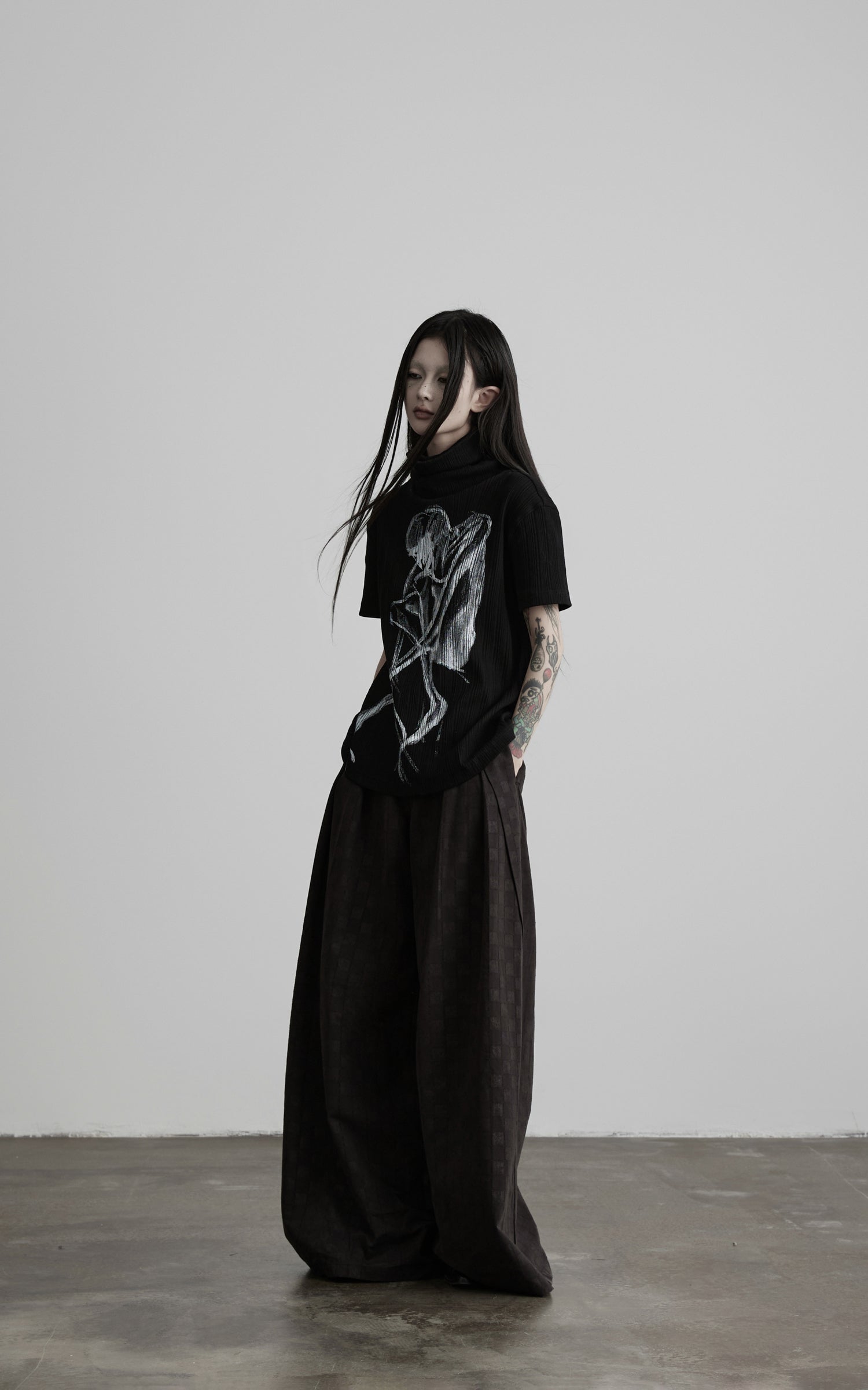 DOINDULGE High Waist Pleated Wide Leg Pants